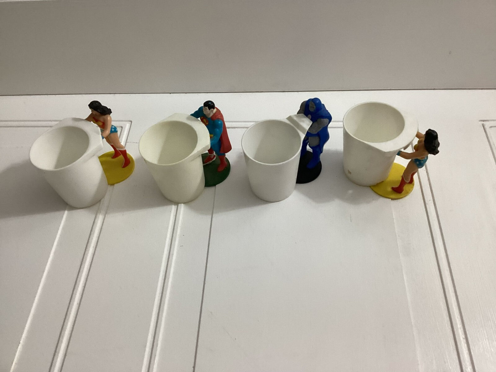 Vintage Lot Of 4-1988 Burger King DC Superheroes Cup Holder Collectibles