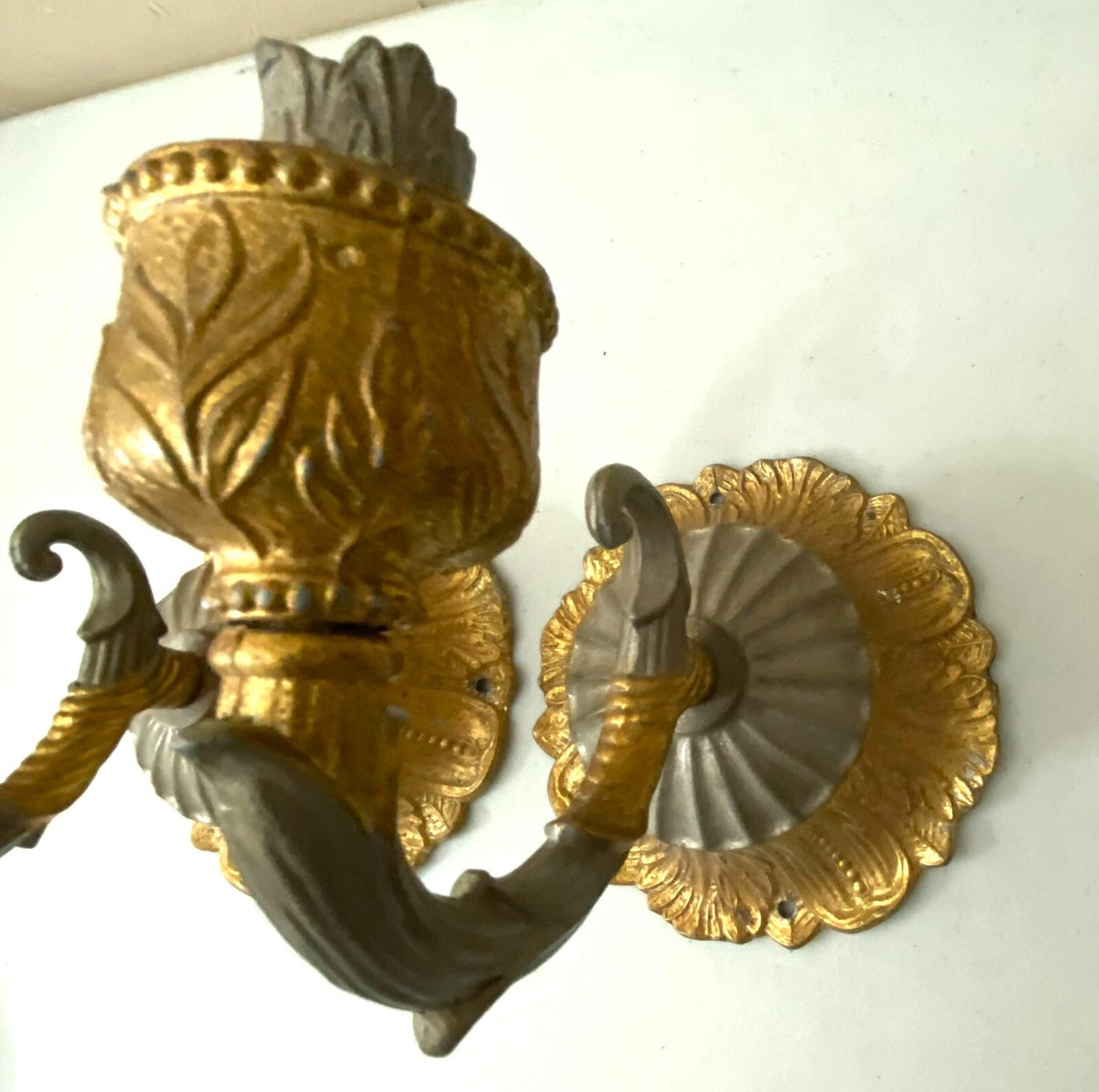 Vintage Lot Of 2 Brass Wall Candle Holder Sconces