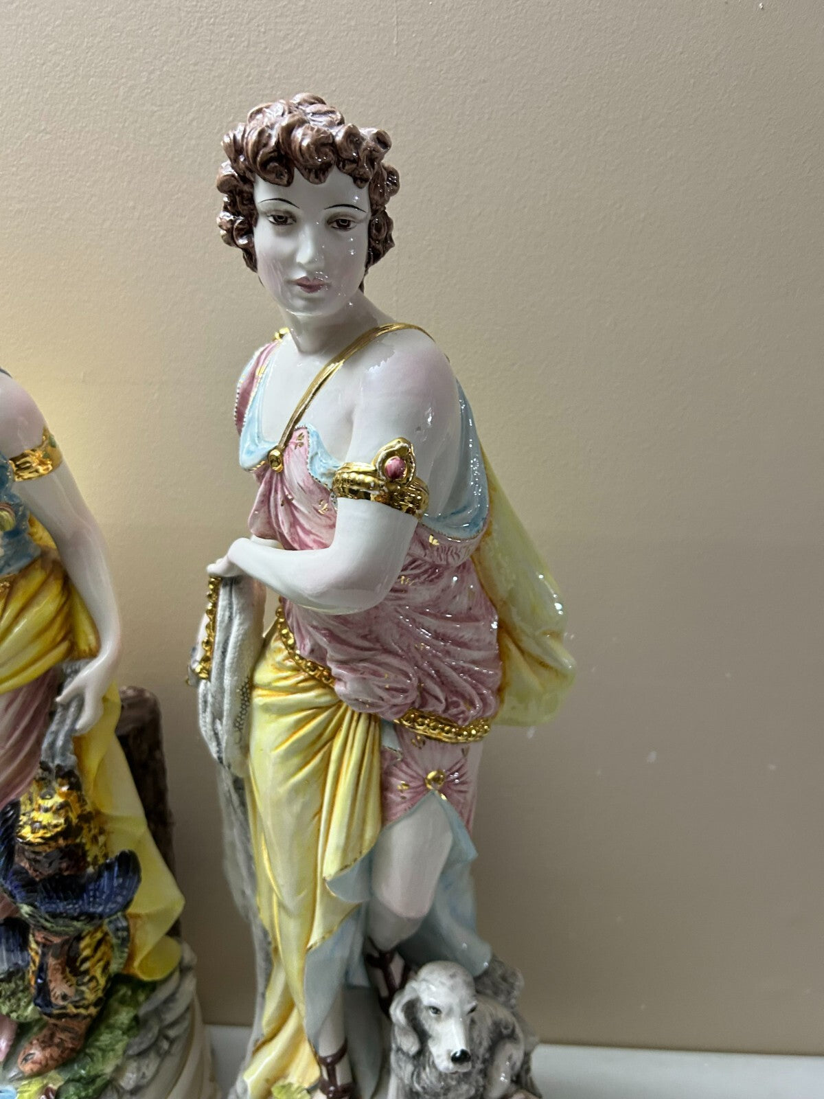 Set Of 2 Tall Italian Glazed Figurines By Domenico Poloniato