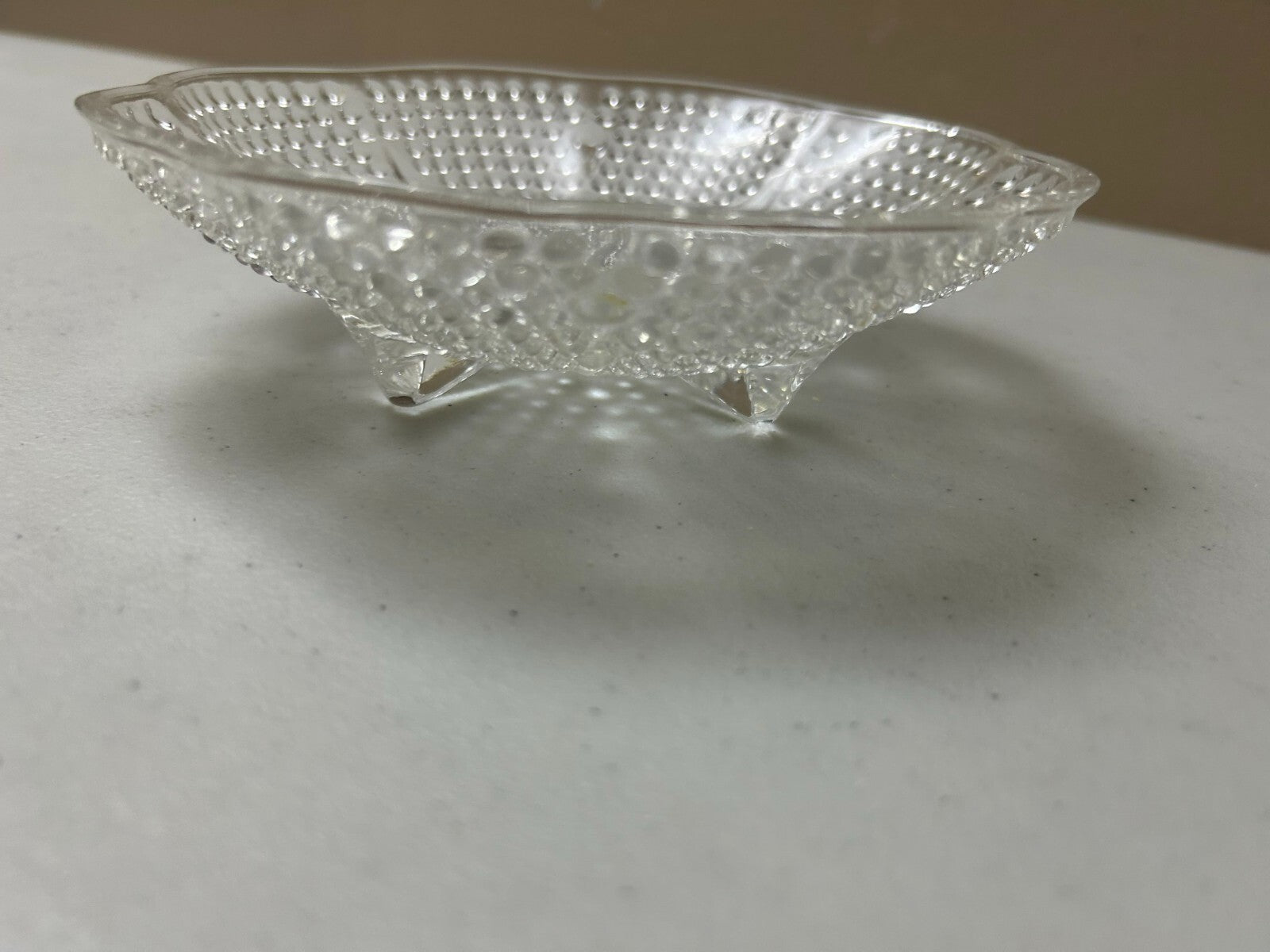 Vintage Footed Hobnail Hazel Atlas Teardrop Clear Glass Candy/jewelry Dish Bowl