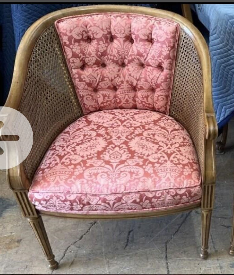 Set Of 2 Cane Upholstered French Chairs
