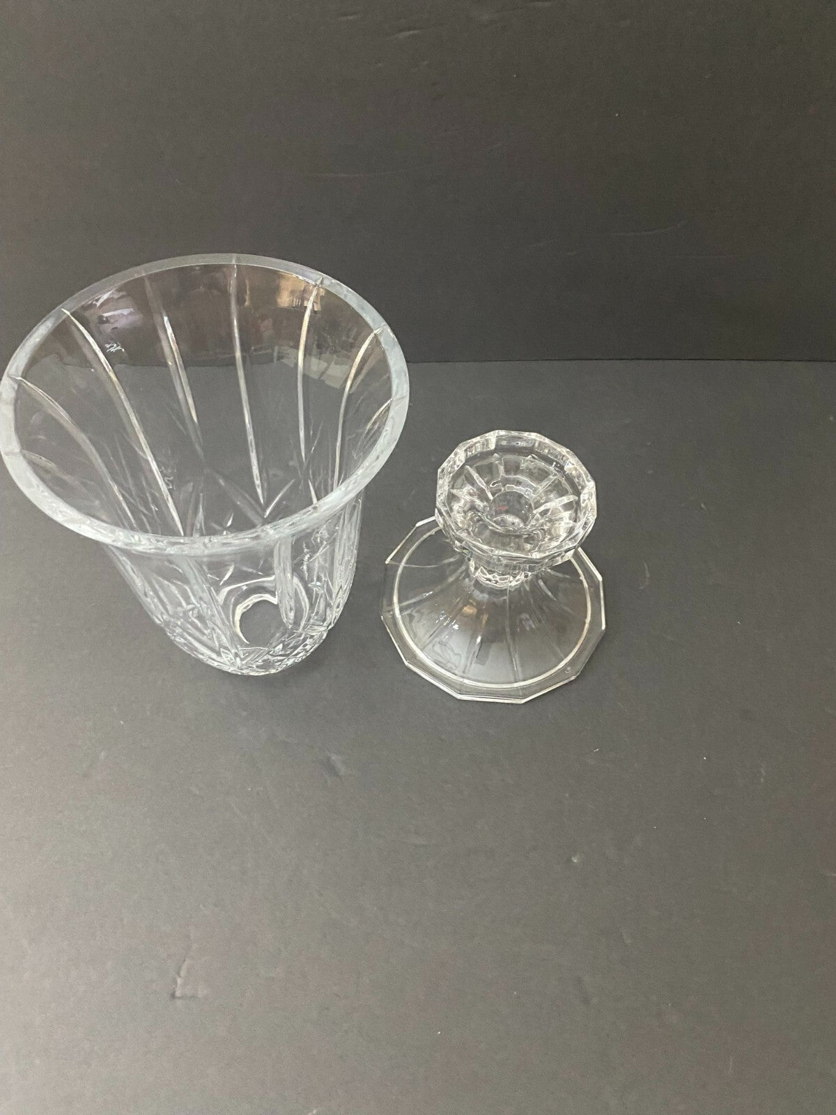 Vintage Lead Crystal Hurricane Candle Holder 2 Pieces 12 Inches Tall