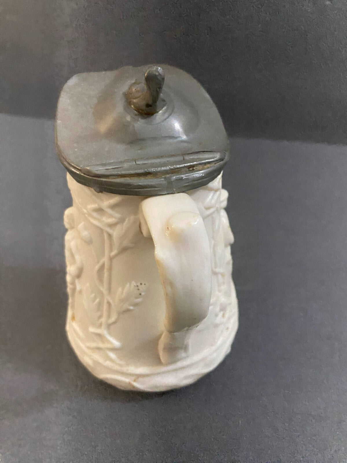 Rare Antique 1850 Parian Porcelain Small Cain & Abel Abolitionist Stoneware Jug