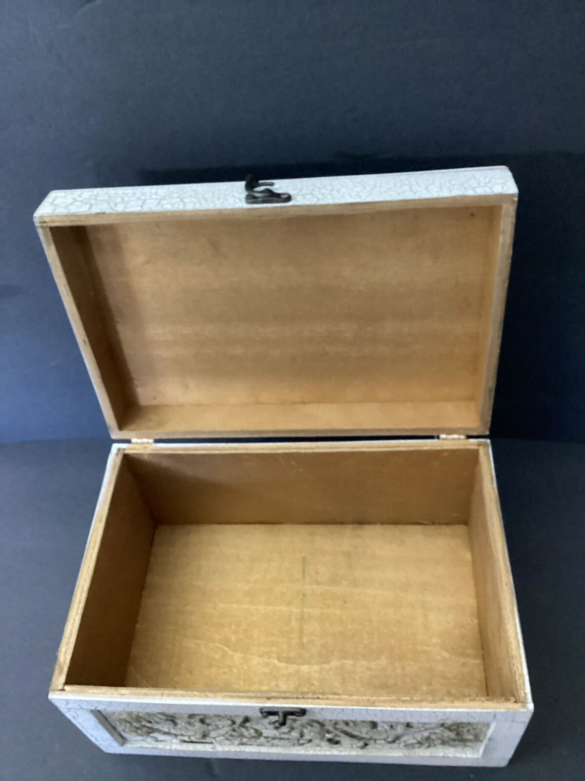 White Blue Rectangular Shape Post Card Theme Lacquer Decorative Box