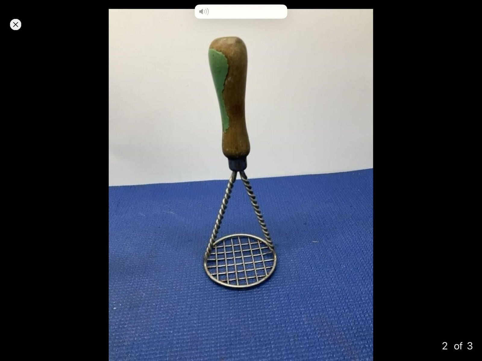 Vintage Lot Of Green dark Brown Round Manual Potato Masher