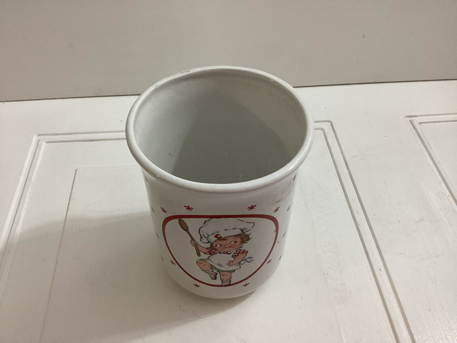 Vintage Campbells White Ceramic Kitchen Utensil Holder