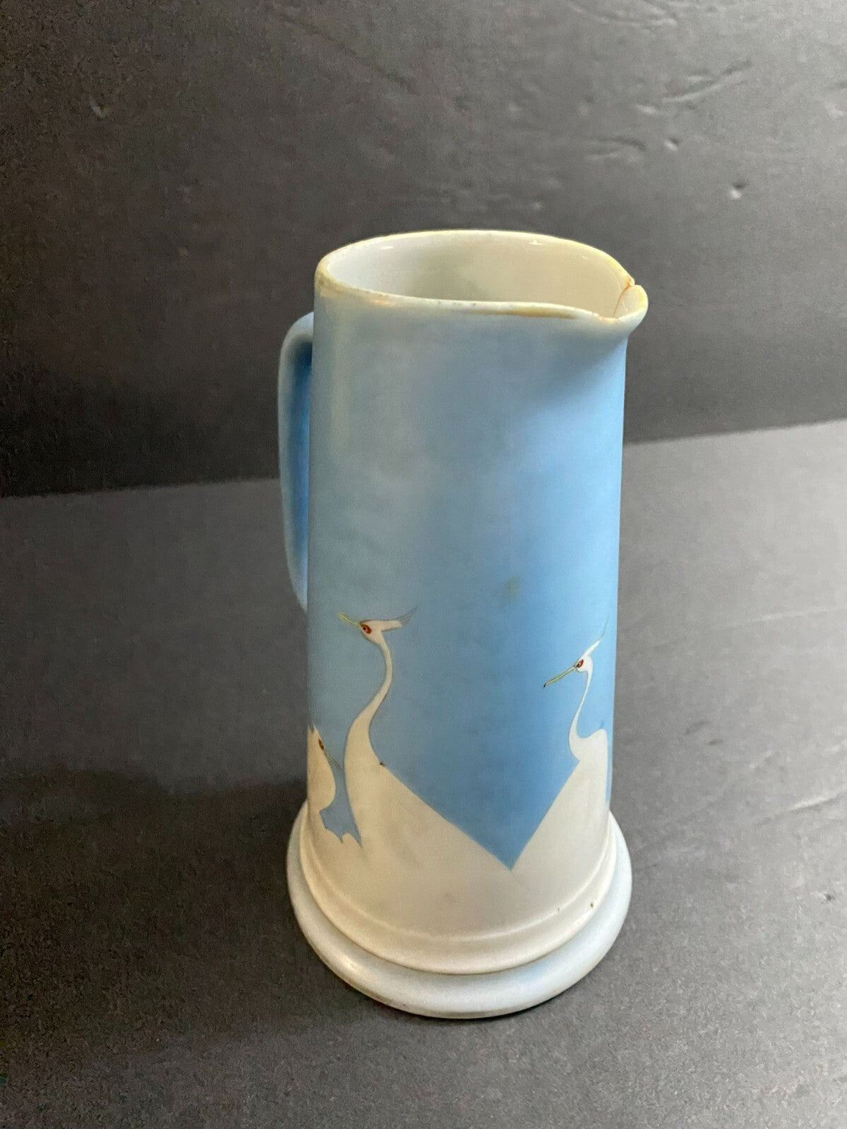 Nippon 7 Inches Ceramic Hand Painted Blue White Milk Jug/Pitcher With Handle
