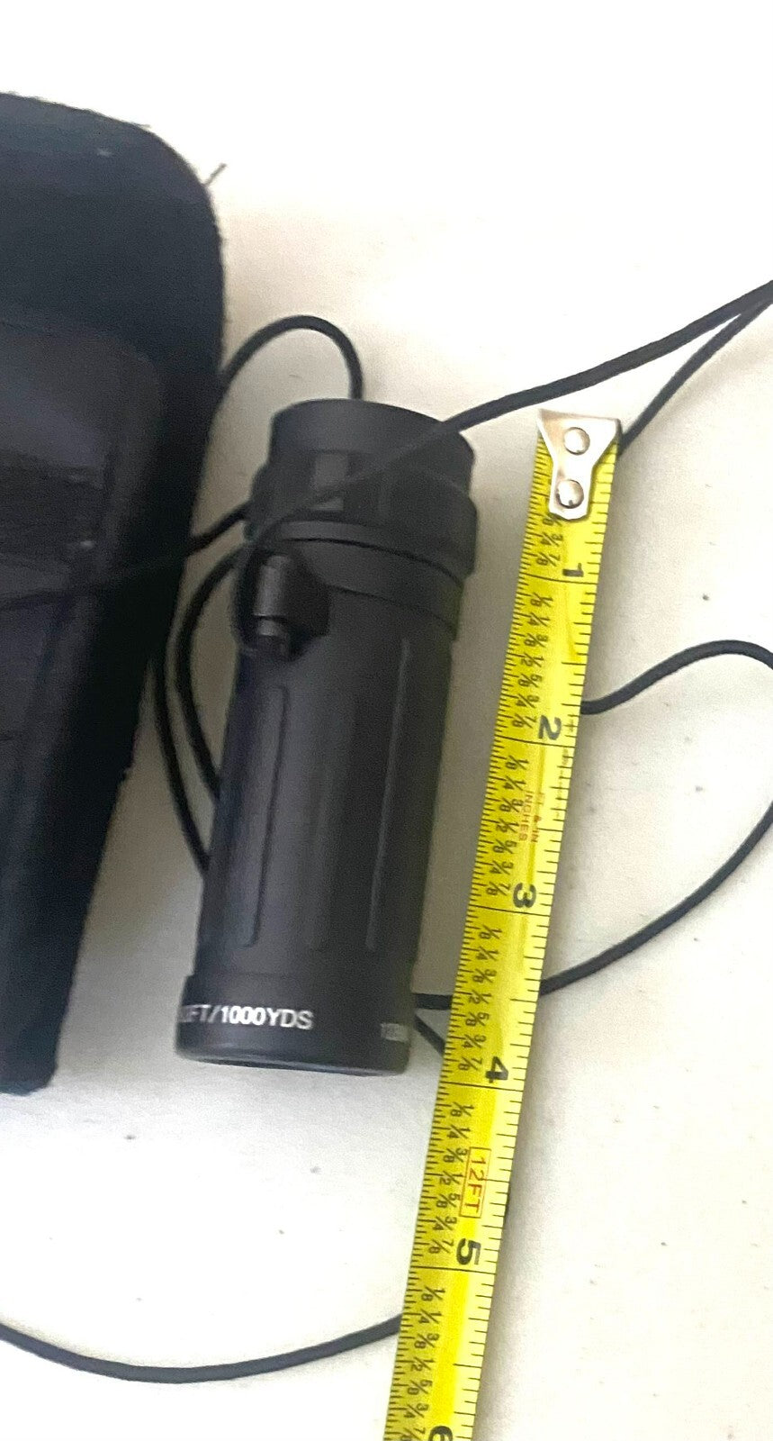 Vintage Black Monocular With Strap And Pouch 383 Feet / 1000 Yards