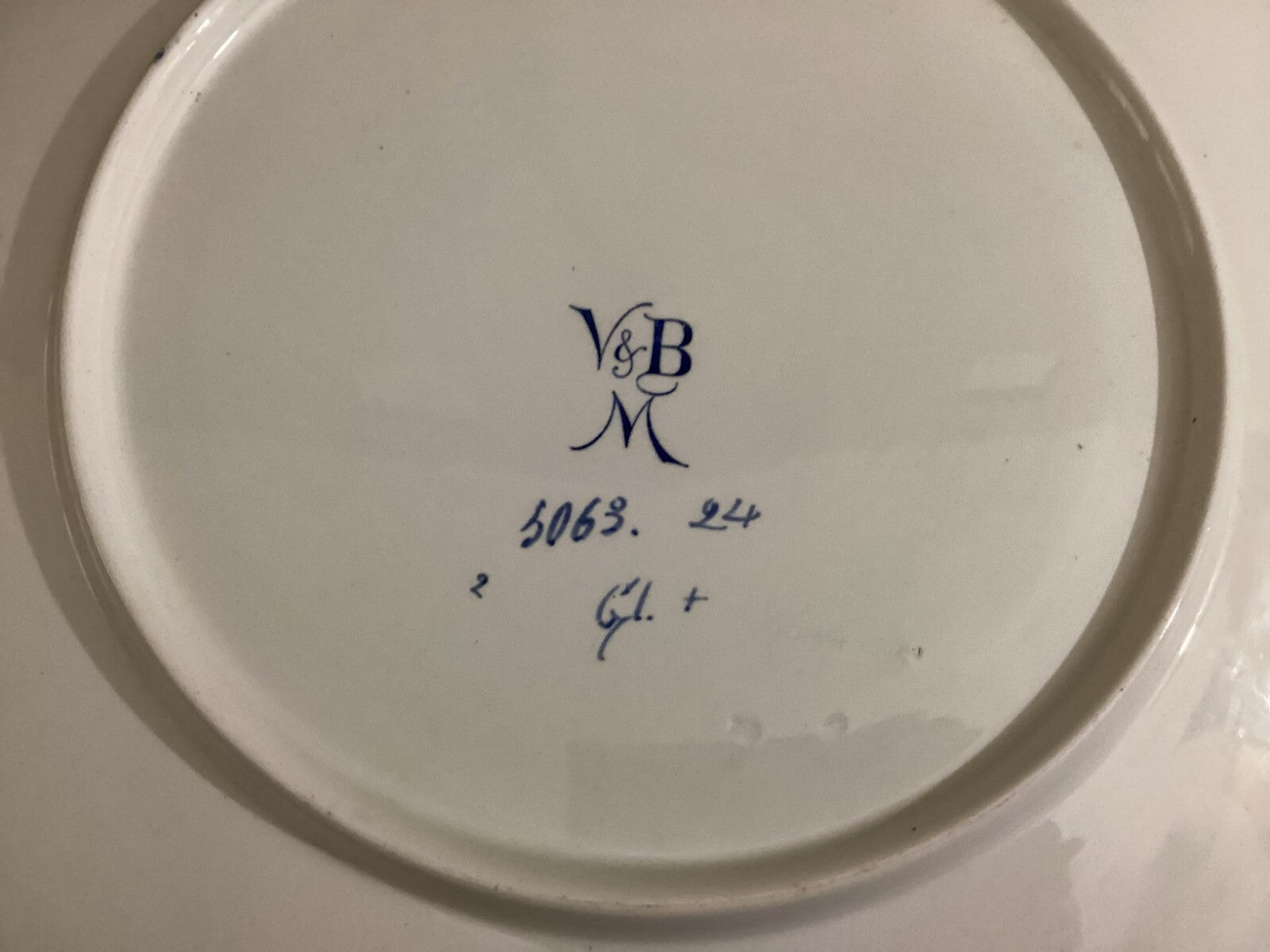 Antique Villeroy & Bosh Blue White Delft Hand Painted 17” Wall Plate