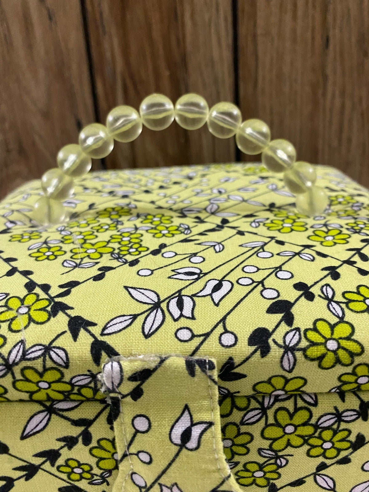 Green Floral Sewing Basket