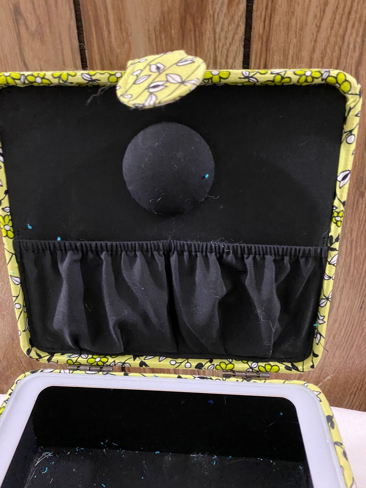 Green Floral Sewing Basket