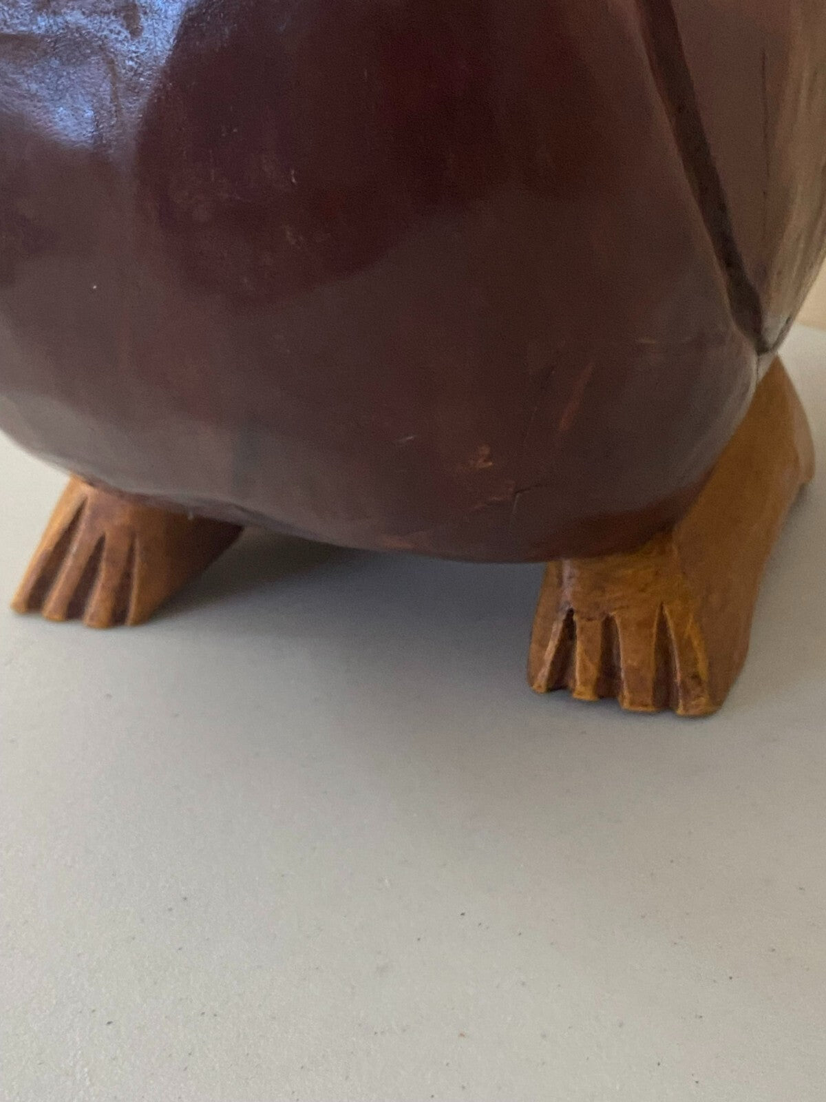 Hand Carved Brown Thick Wooden Decorative Chicken Figurine
