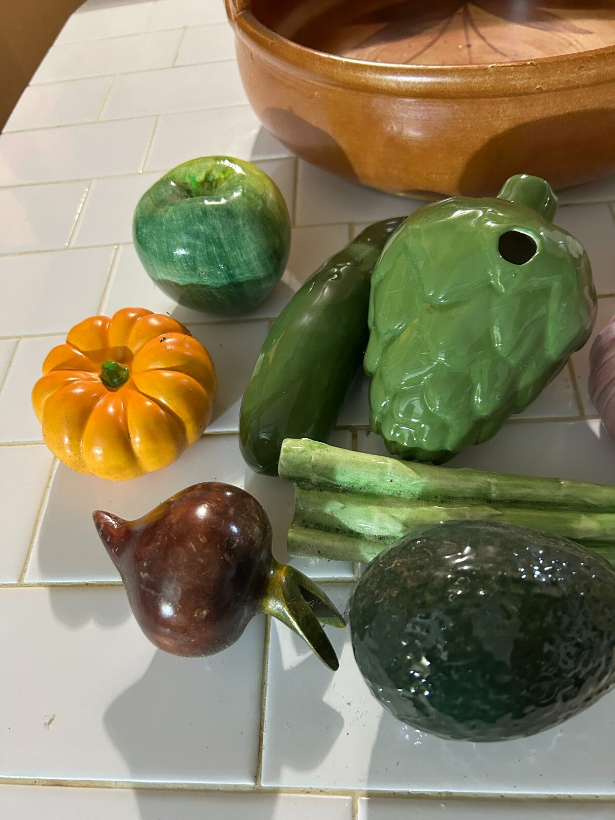 Vintage Hand Made Mamma Ro Fruits And Vegetables Terracotta Basket