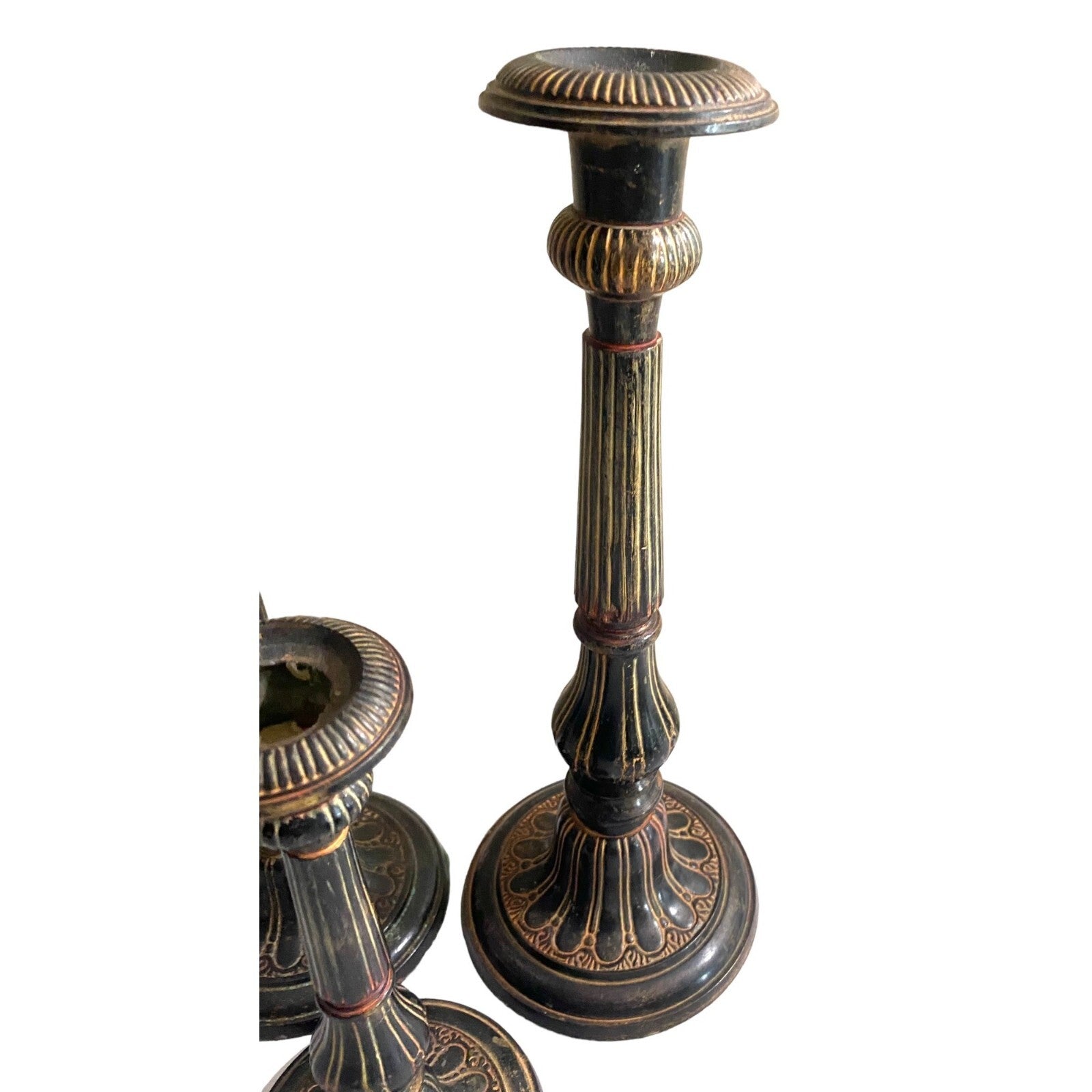 Stunning set of 3 Mid Century brass candle holders