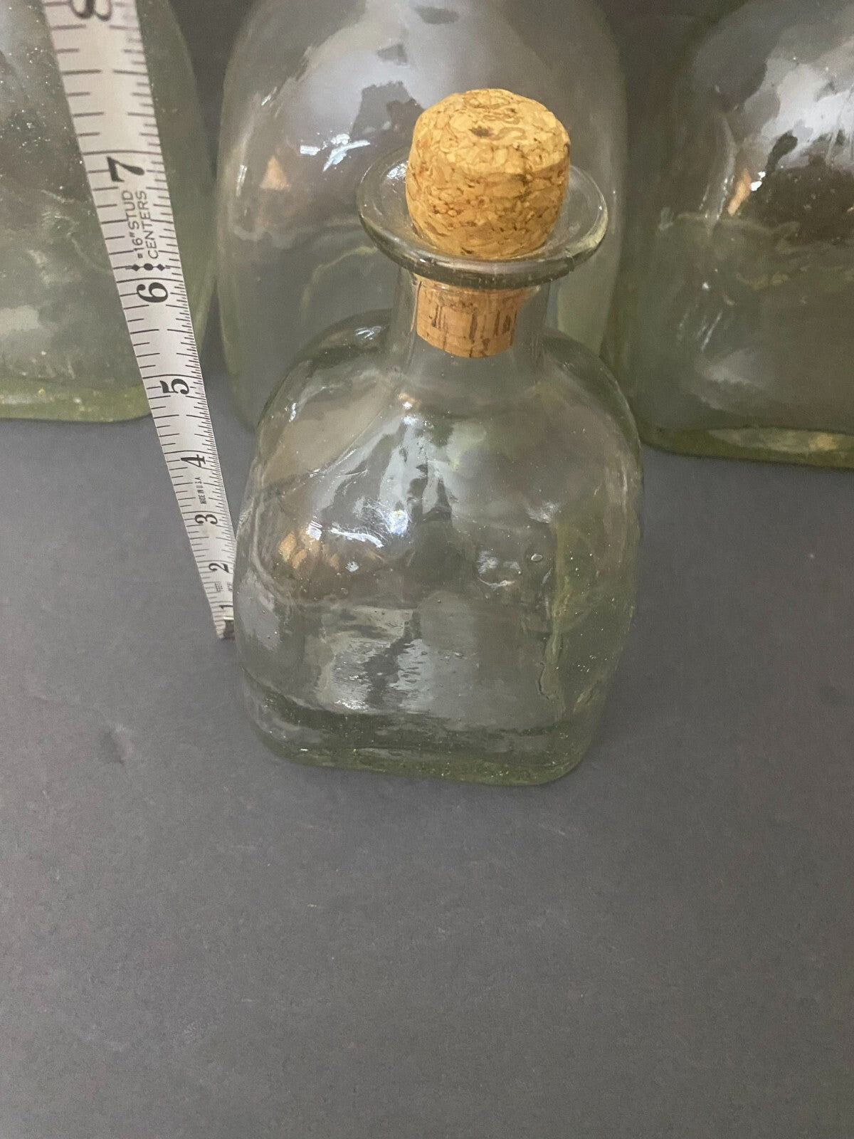 Lot Of 4 Clear Glass Patron Display Tequila Decanters With Cork Lid