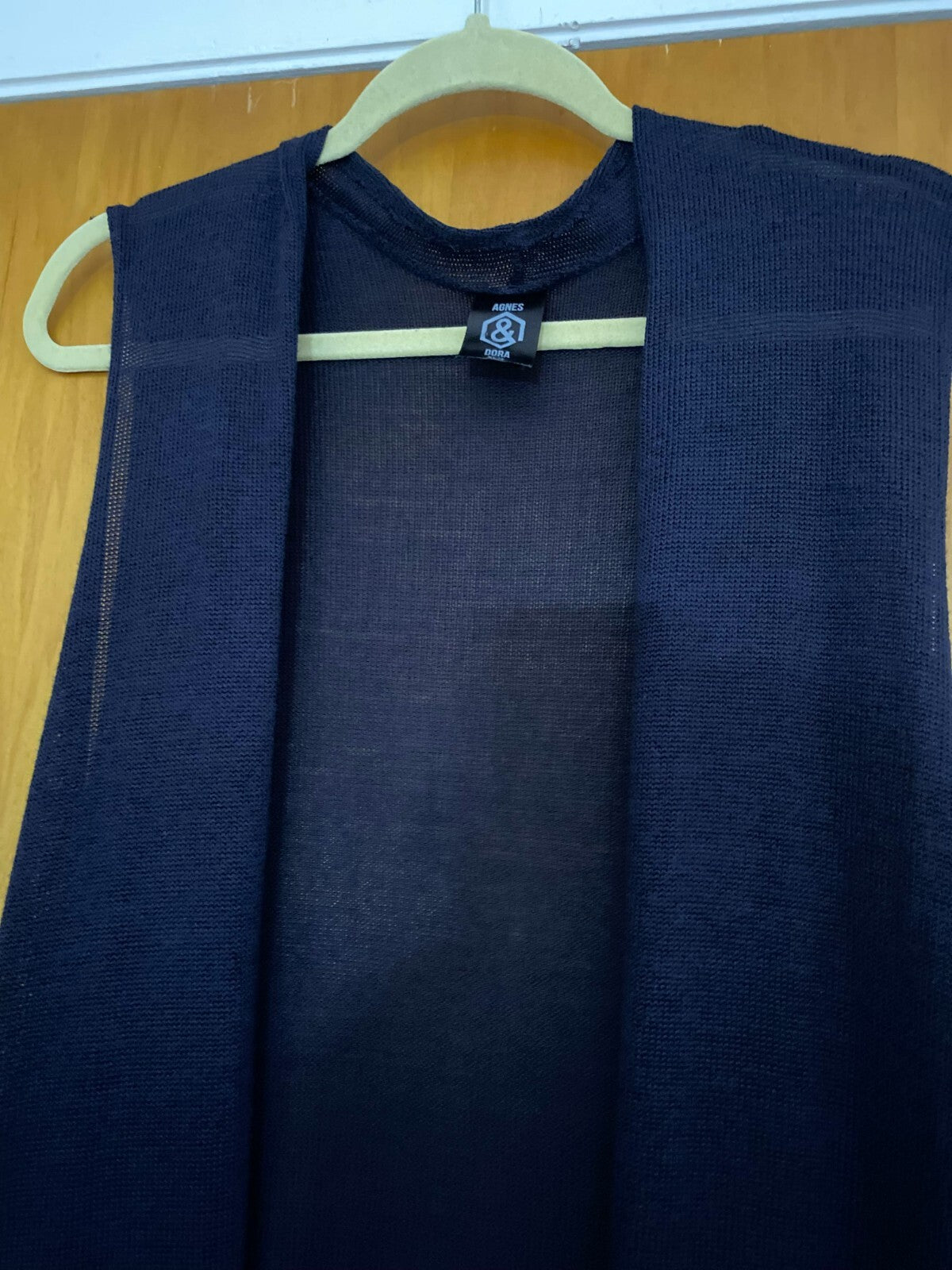Agnes & Dora Womens Blue Sleeveless Long Open Cardigan With Pockets Size XL