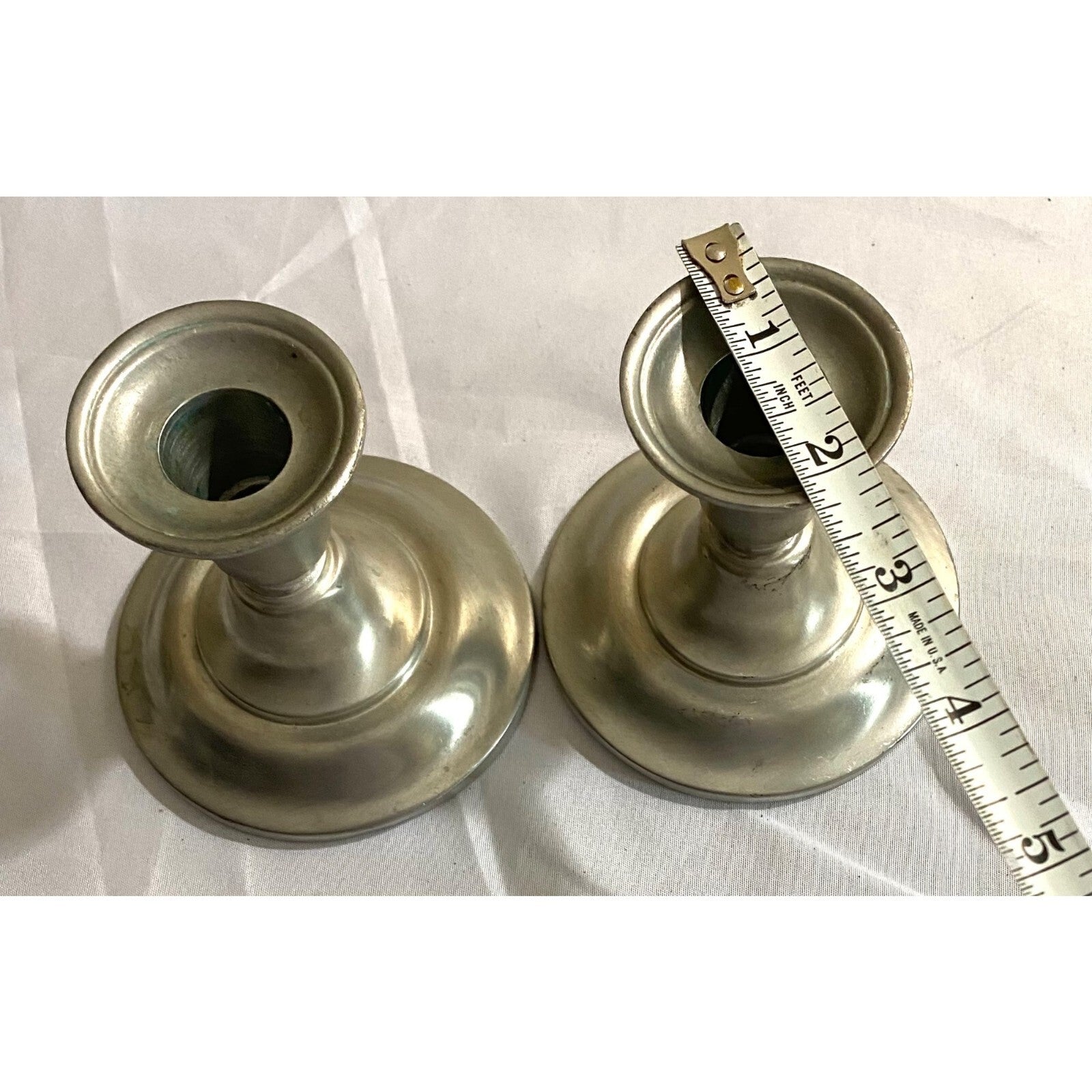 Pair of pewter Short Candle Holder