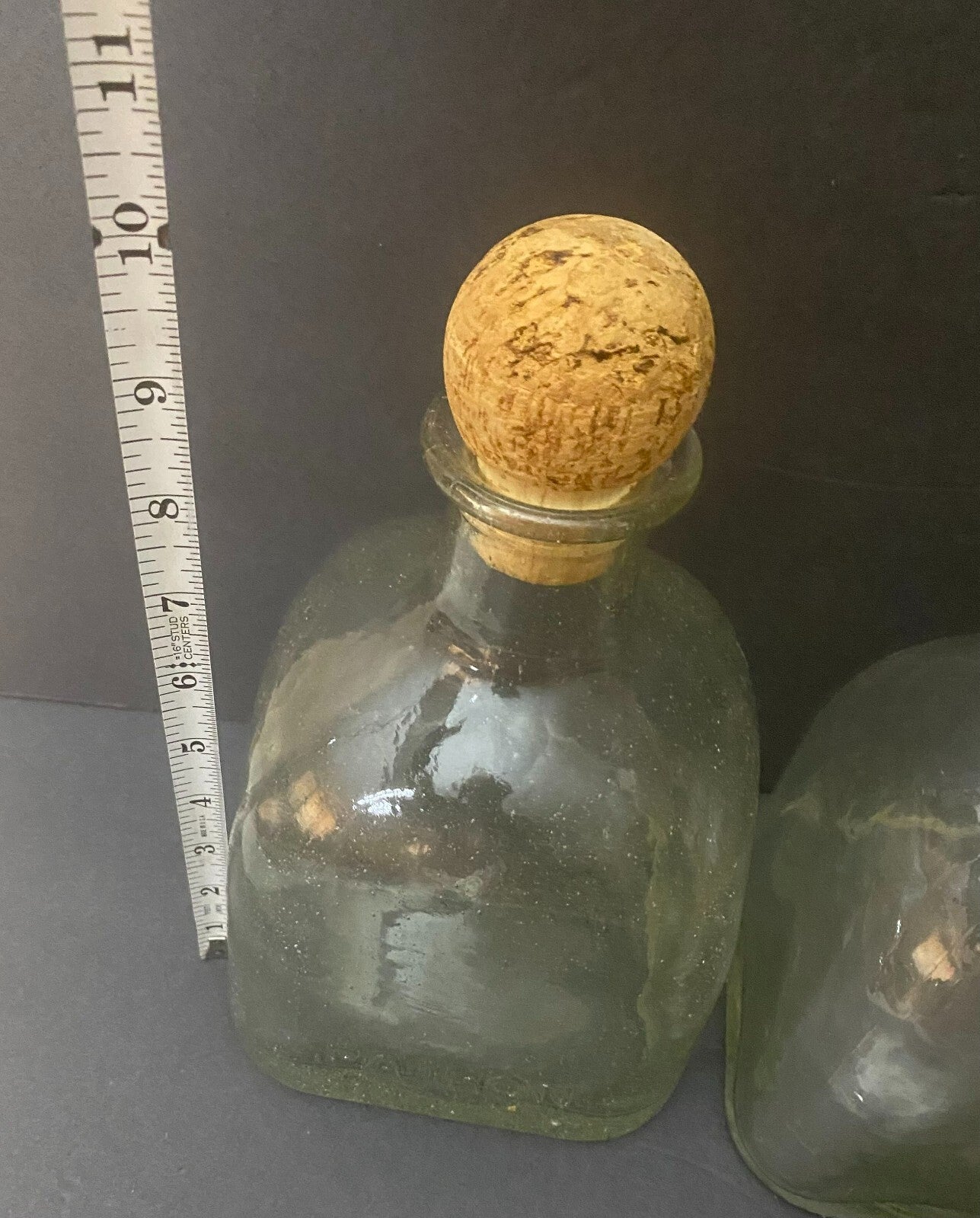 Lot Of 4 Clear Glass Patron Display Tequila Decanters With Cork Lid