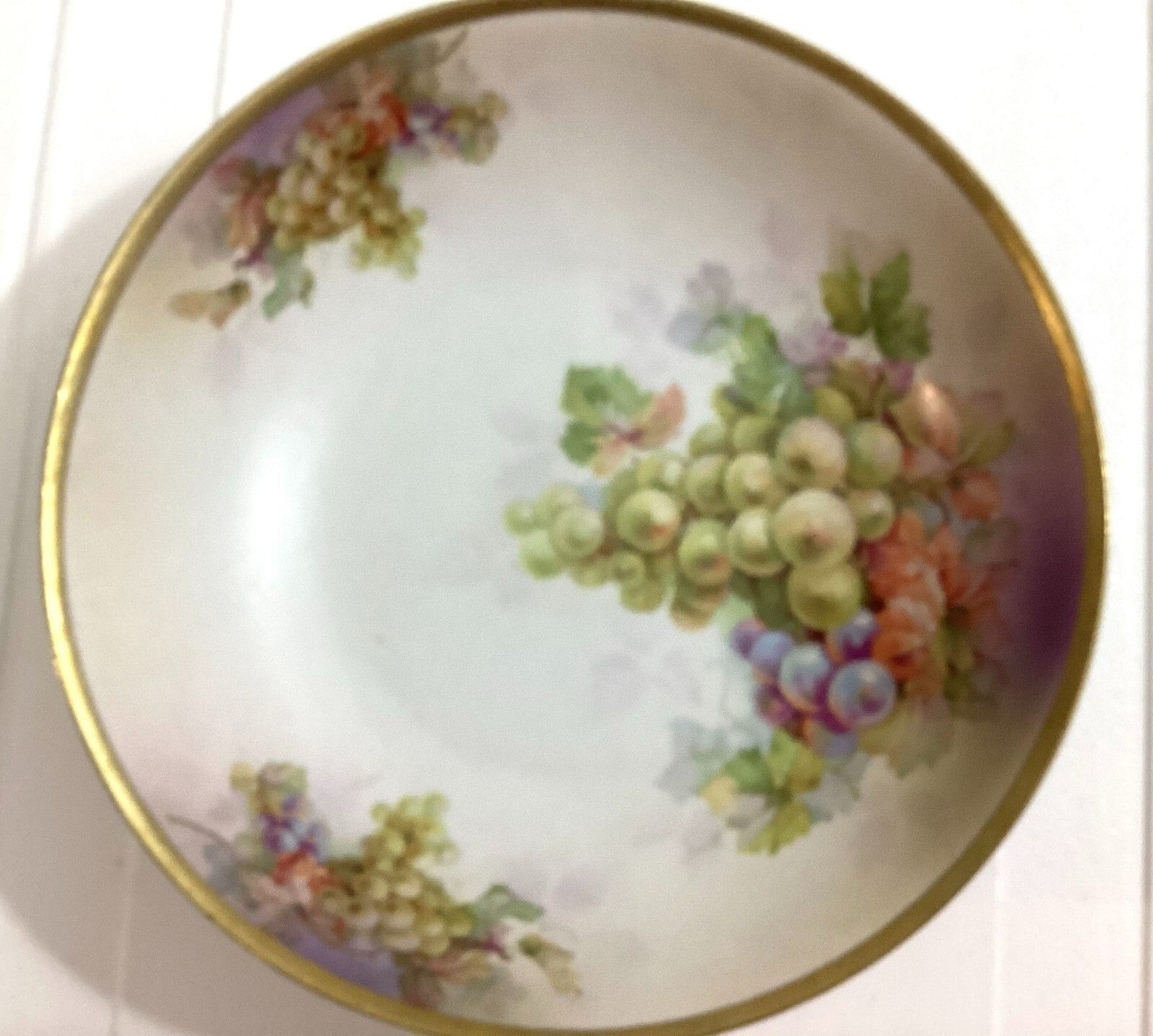 1913 Antique Salad Fruit Bowl Gold Trim Hand Painted From Austria