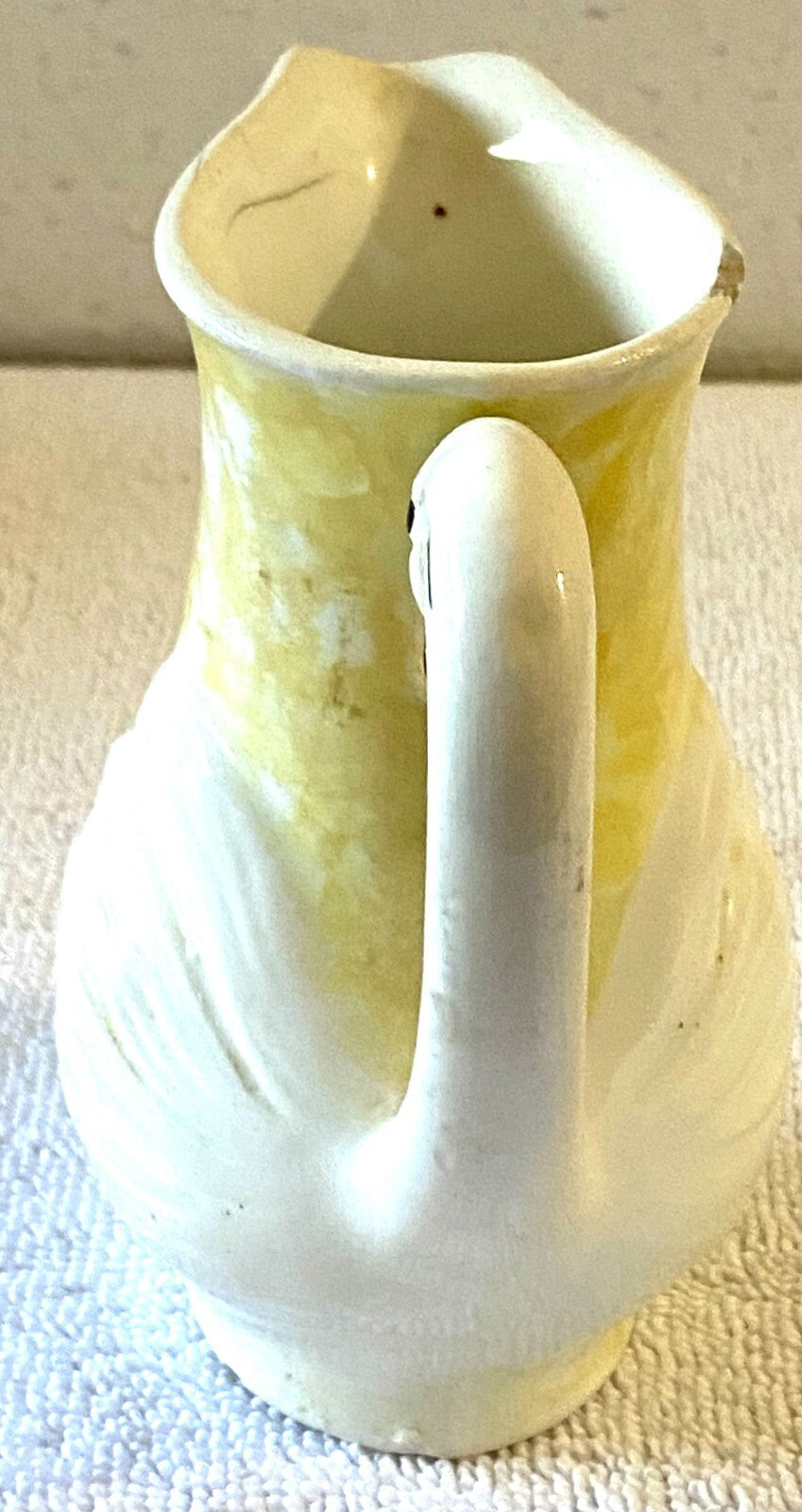 Antique Czech Lusterware Swan Serveware Pitcher Creamer Red Dime