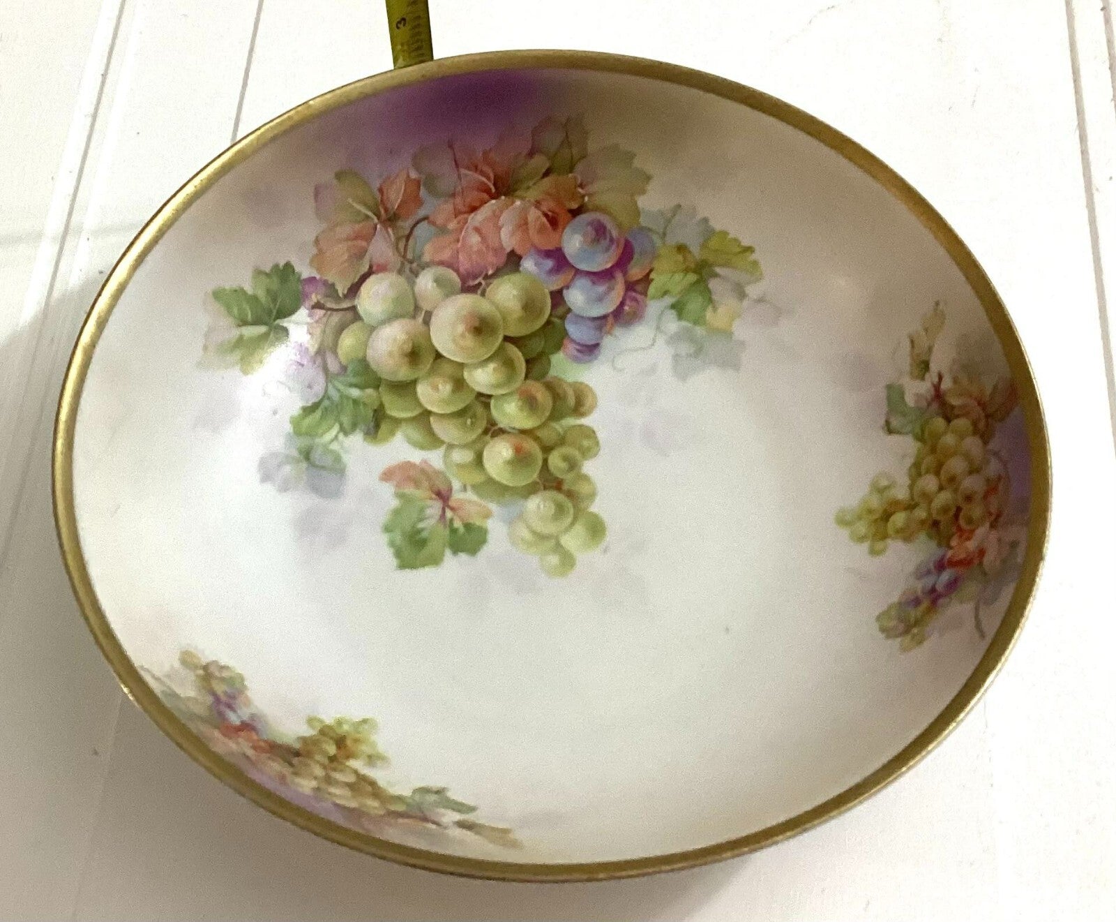 1913 Antique Salad Fruit Bowl Gold Trim Hand Painted From Austria