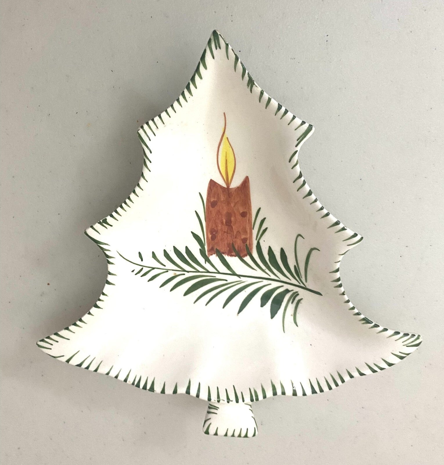 Vintage Italian Made Christmas Tree Shaped Holiday Serving Plate 8 X 1 Inches
