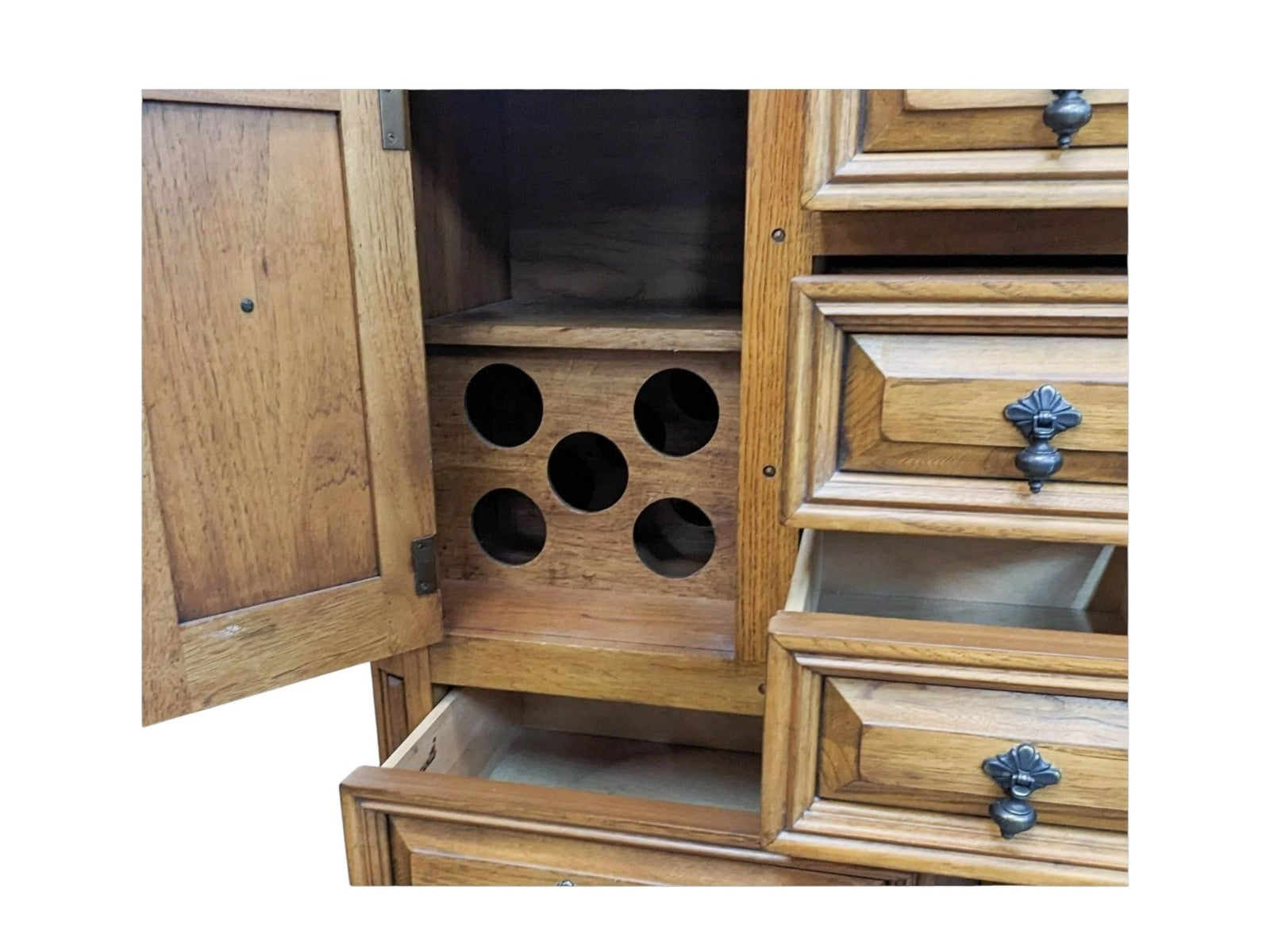 Vtg ThomasVille Huntley Flipflop Cabinet Server With 5 Drawers And Wine Rack