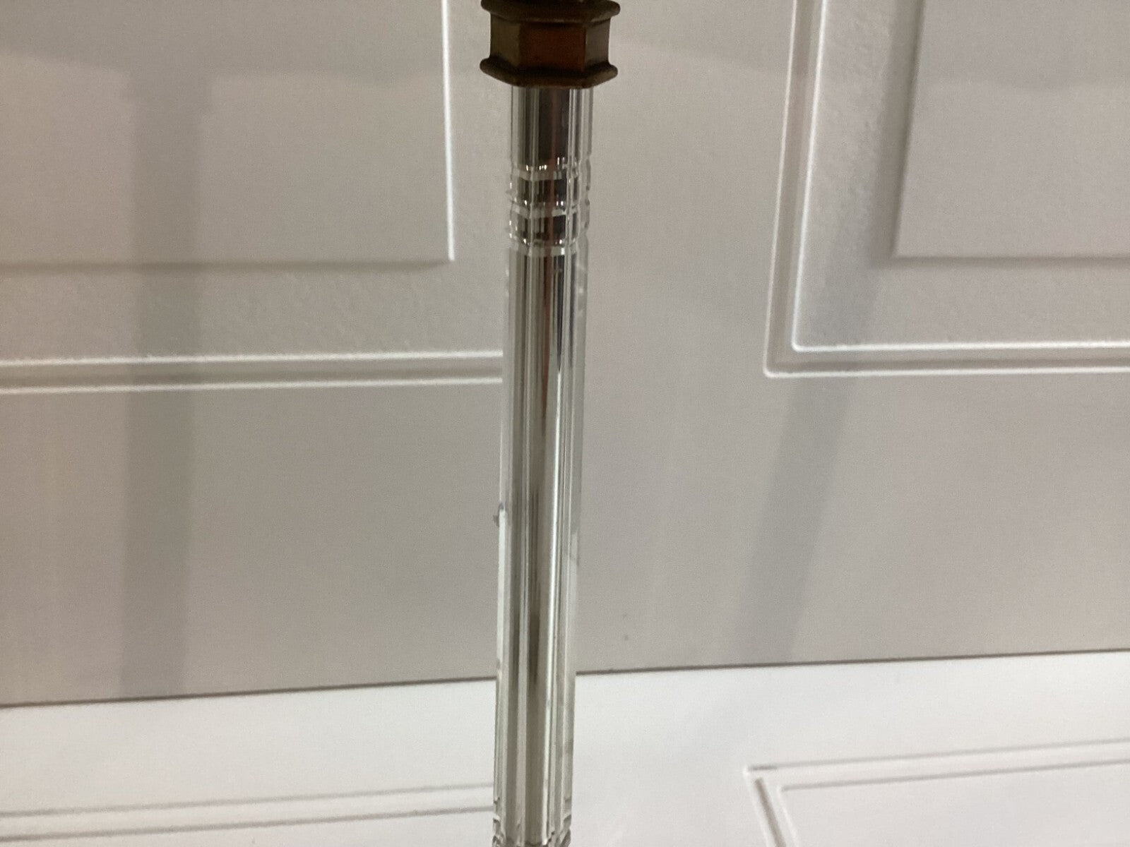 Set Of 2 Vintage Electric Powered 23 Inch Glass Stem Table Lamp With Shade