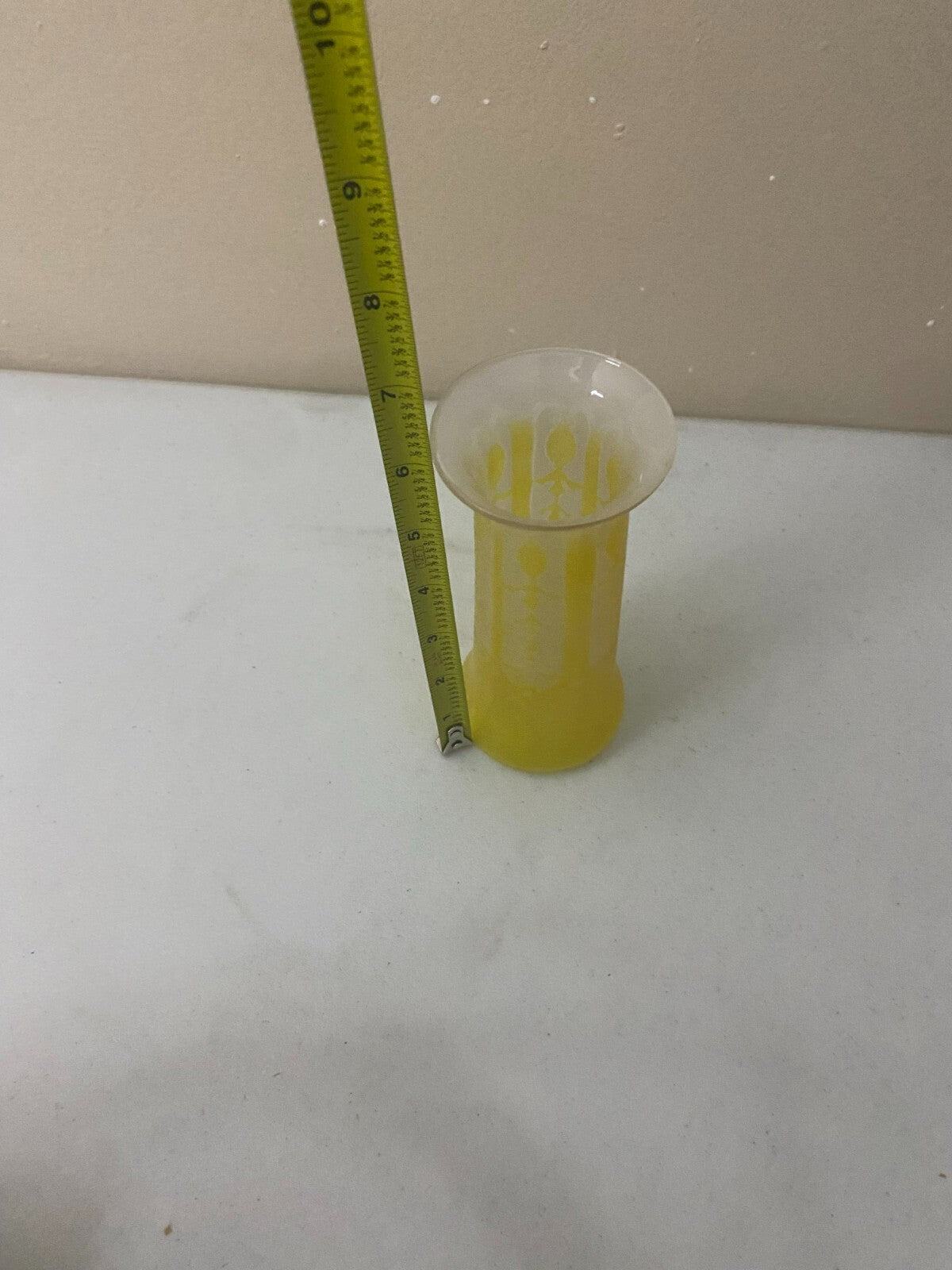 Vintage Opalescent Yellow Small Flower Vase
