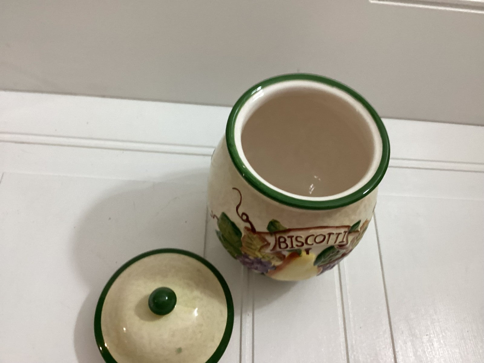 Nonni's Biscotti Hand Painted Fruits Ceramic Cookie Jar