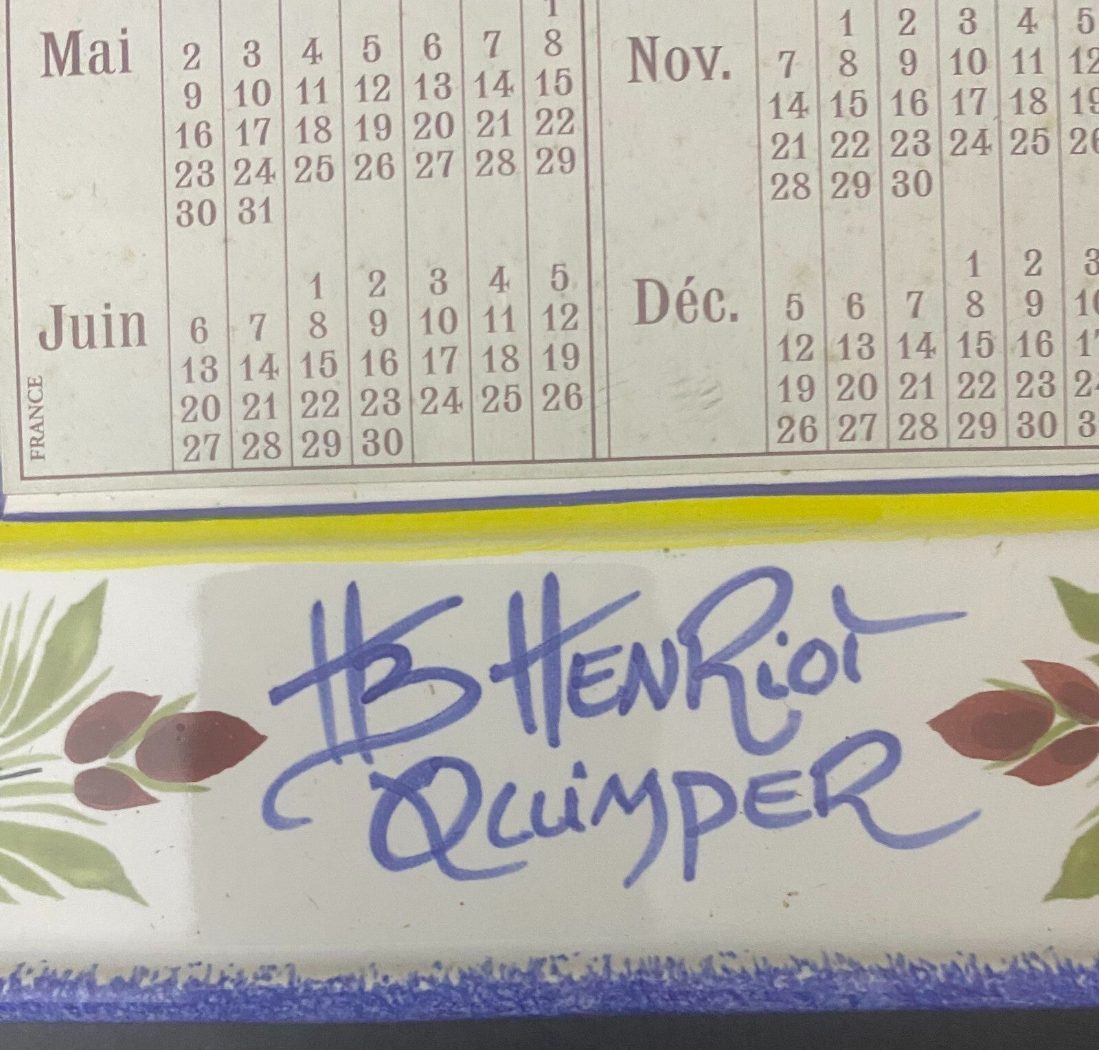 QuimPer Faïence 2000 Catalogue/ Calendar Rectangular Shaped Size 10x8 Inches