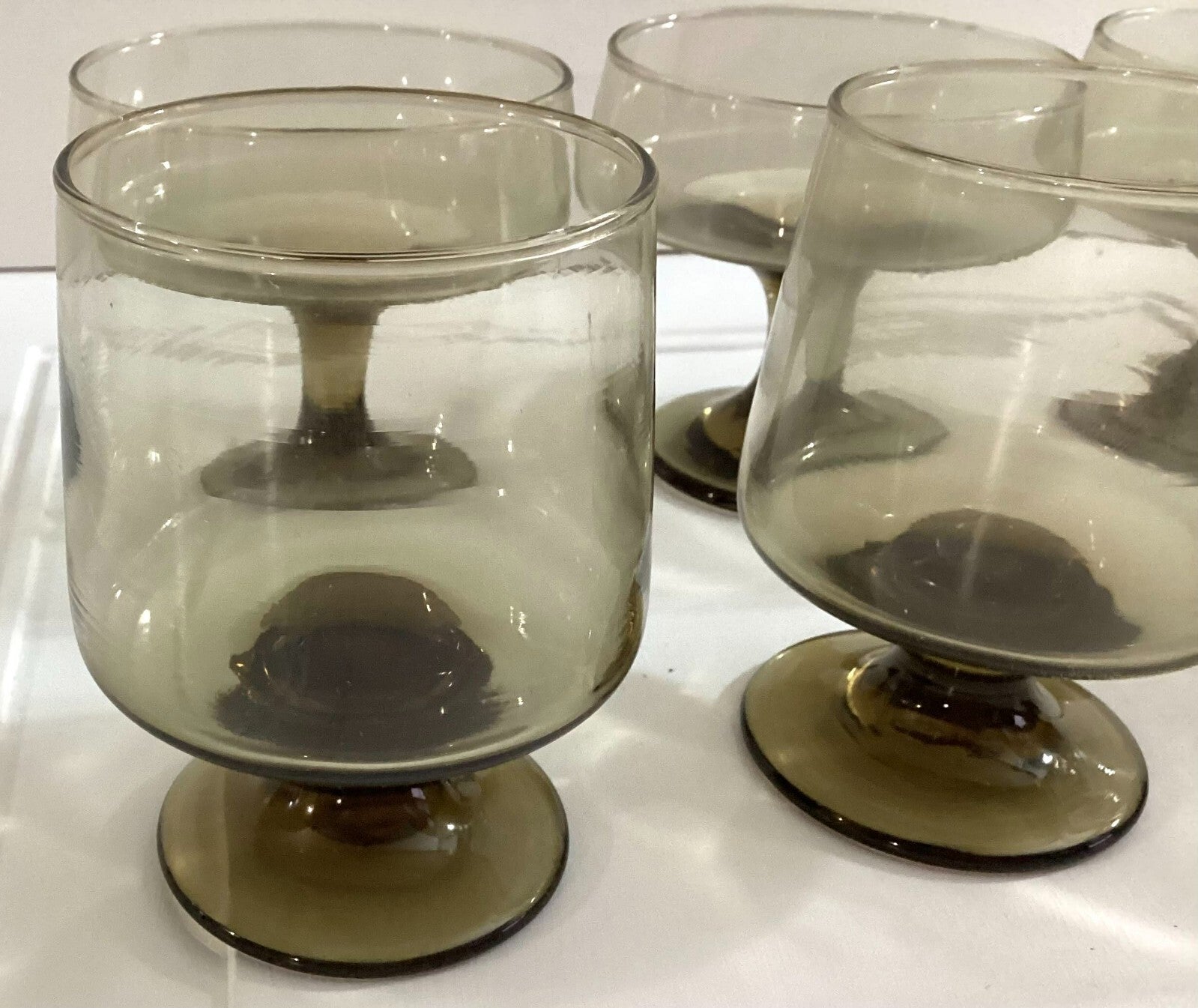 Lot Of 6 Libbey Glasses Thawny Accent On The Rocks And Sherbet Dessert Glass