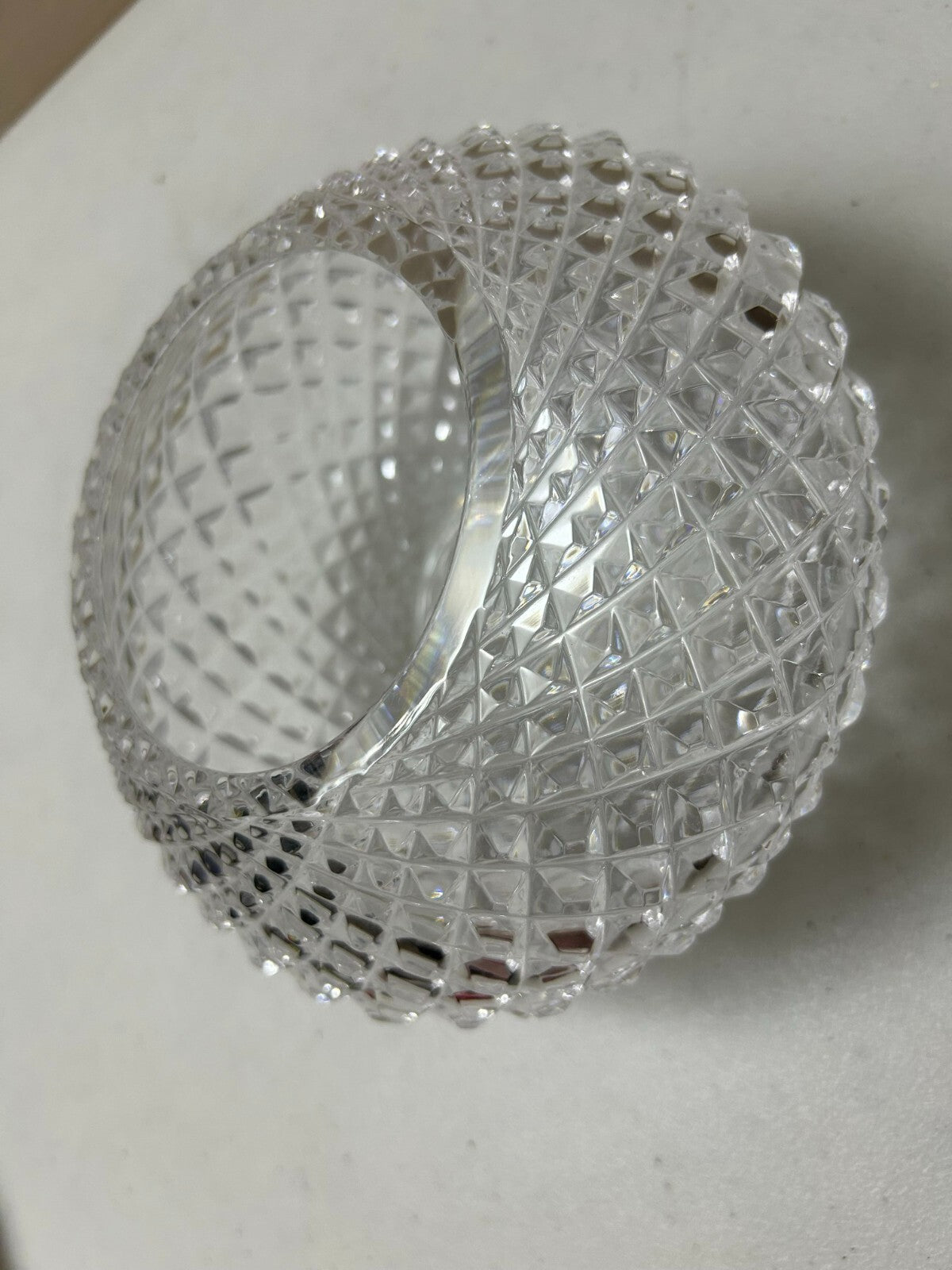American Brilliant Period Strawberry Diamond Cut Glass Round Vase