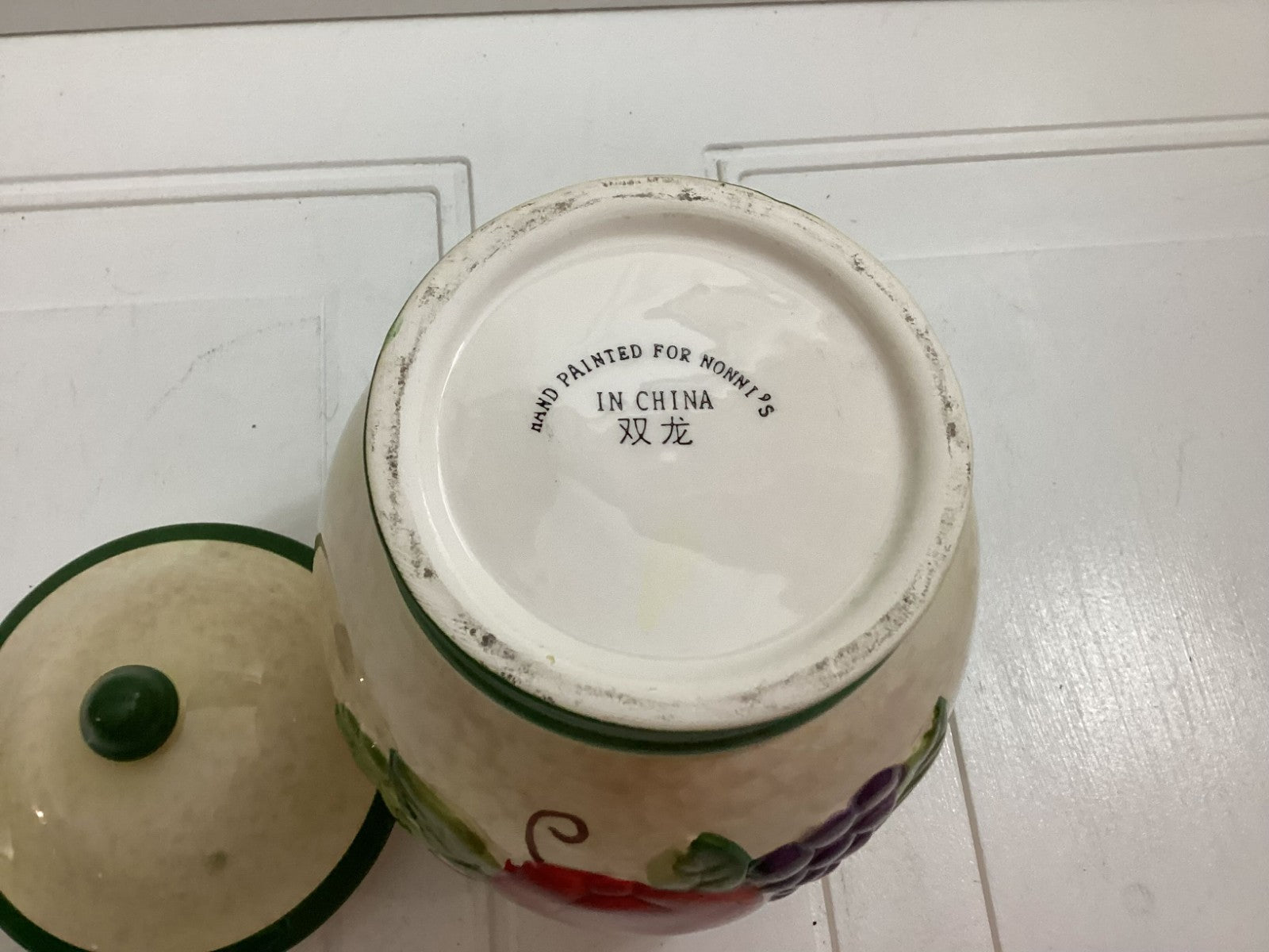 Nonni's Biscotti Hand Painted Fruits Ceramic Cookie Jar