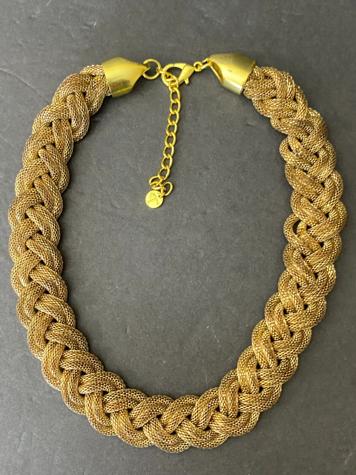 Talbot Womens Golden Chunky Braided Chocker Necklace Size 7.5 Inches
