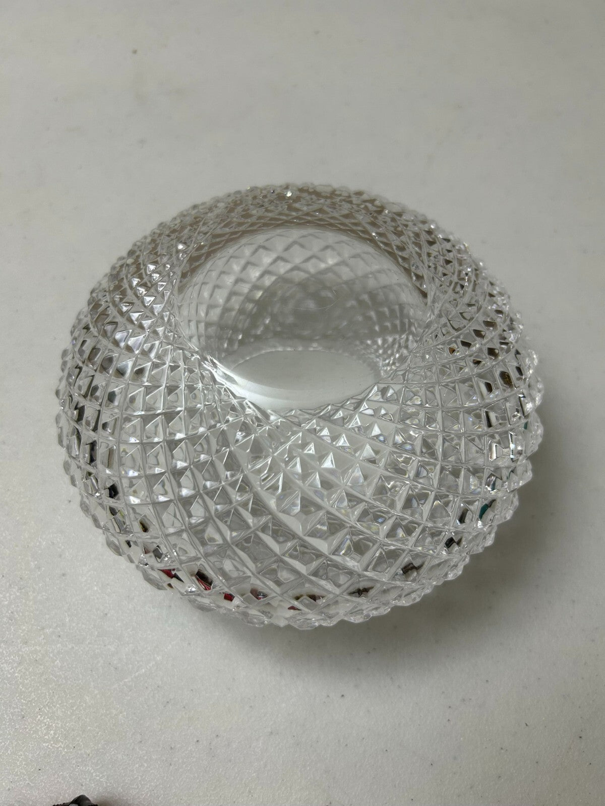 American Brilliant Period Strawberry Diamond Cut Glass Round Vase