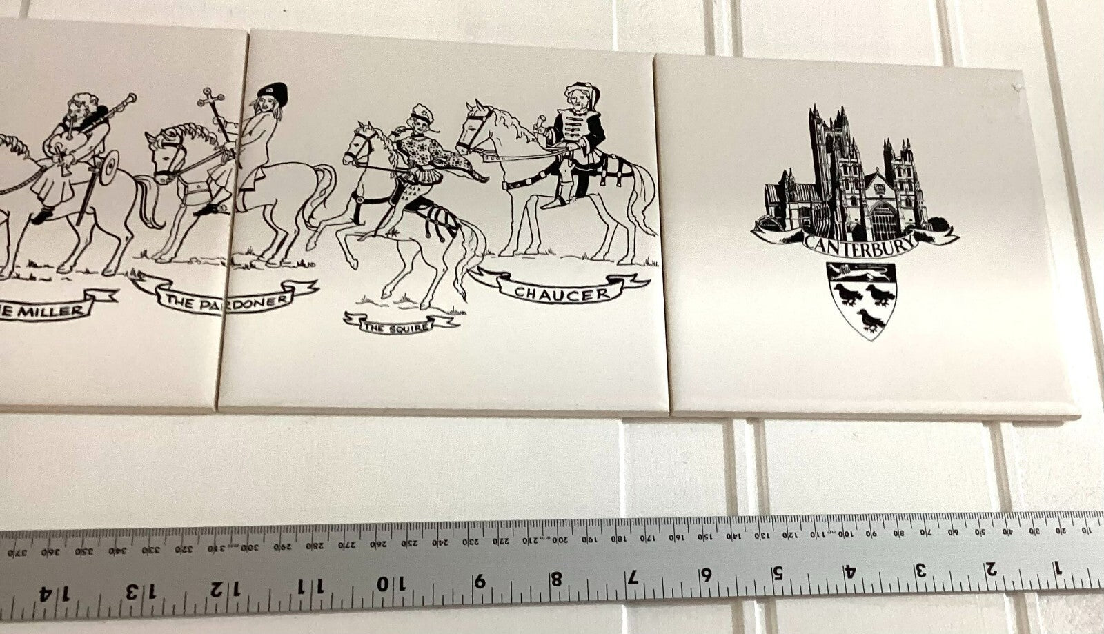 Set Of 5 Vintage Medieval scenes H&R English Tiles 6x6