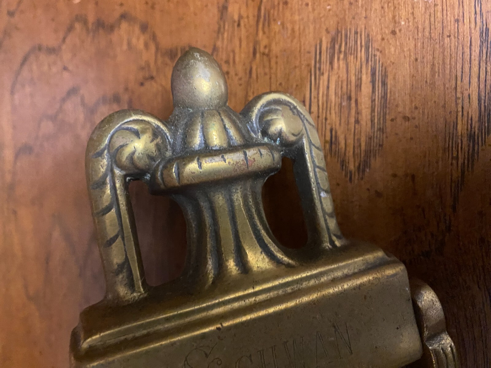 Mid Century Heavy Traditional Bronze Schwan Monogram Door Knocker