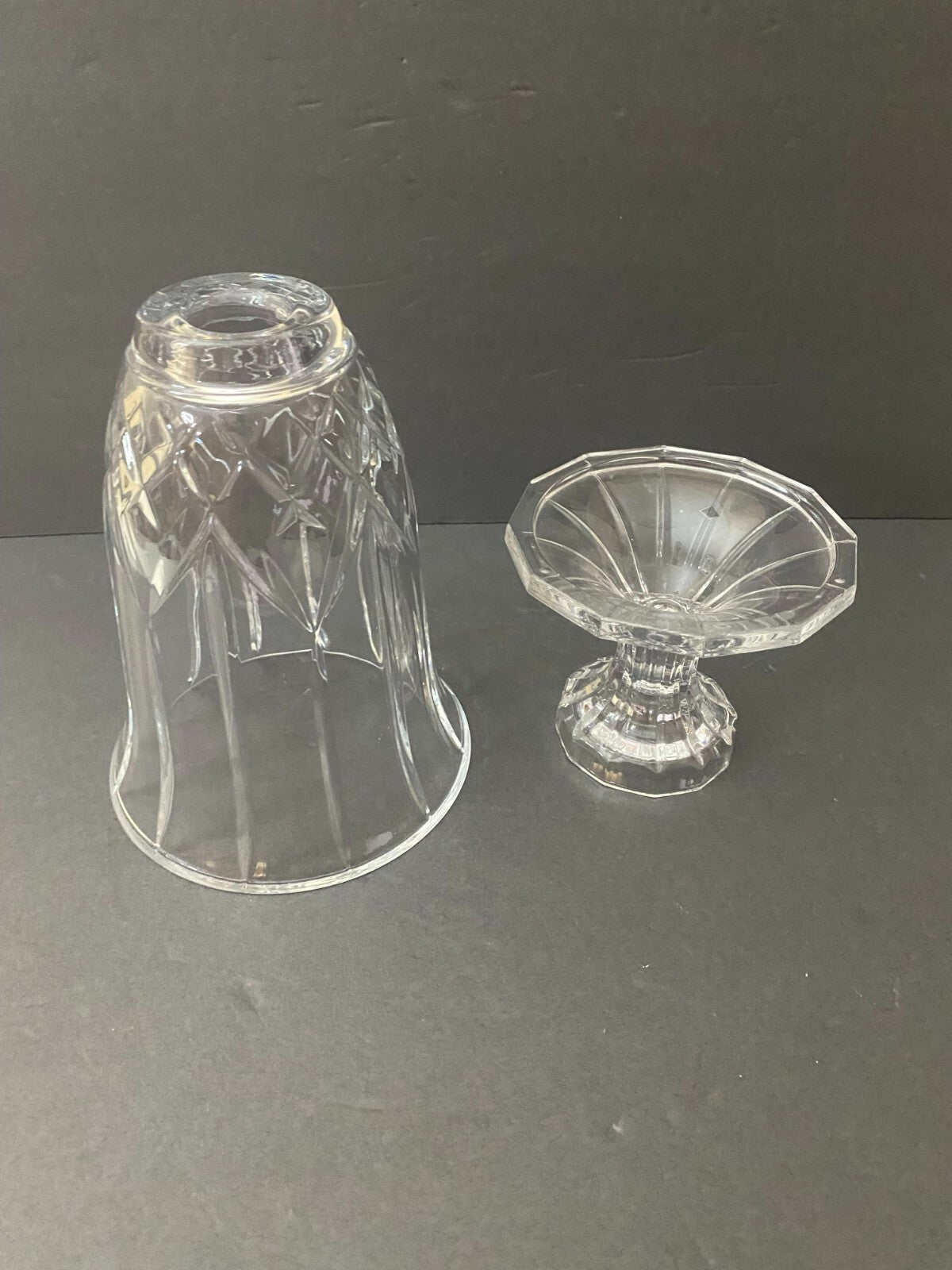 Vintage Lead Crystal Hurricane Candle Holder 2 Pieces 12 Inches Tall