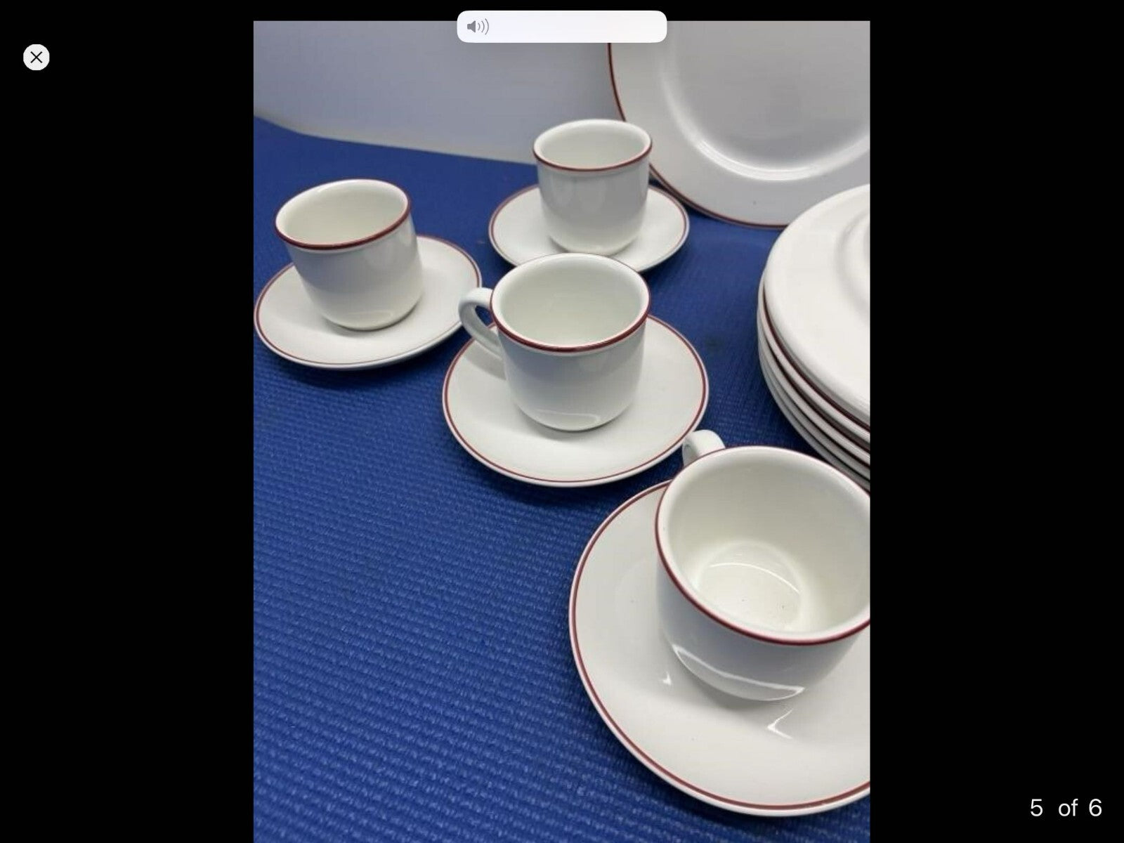 Set Of 24 Pcs For 8 Of Luxembourg Villeroy & Boch White With Red Trim