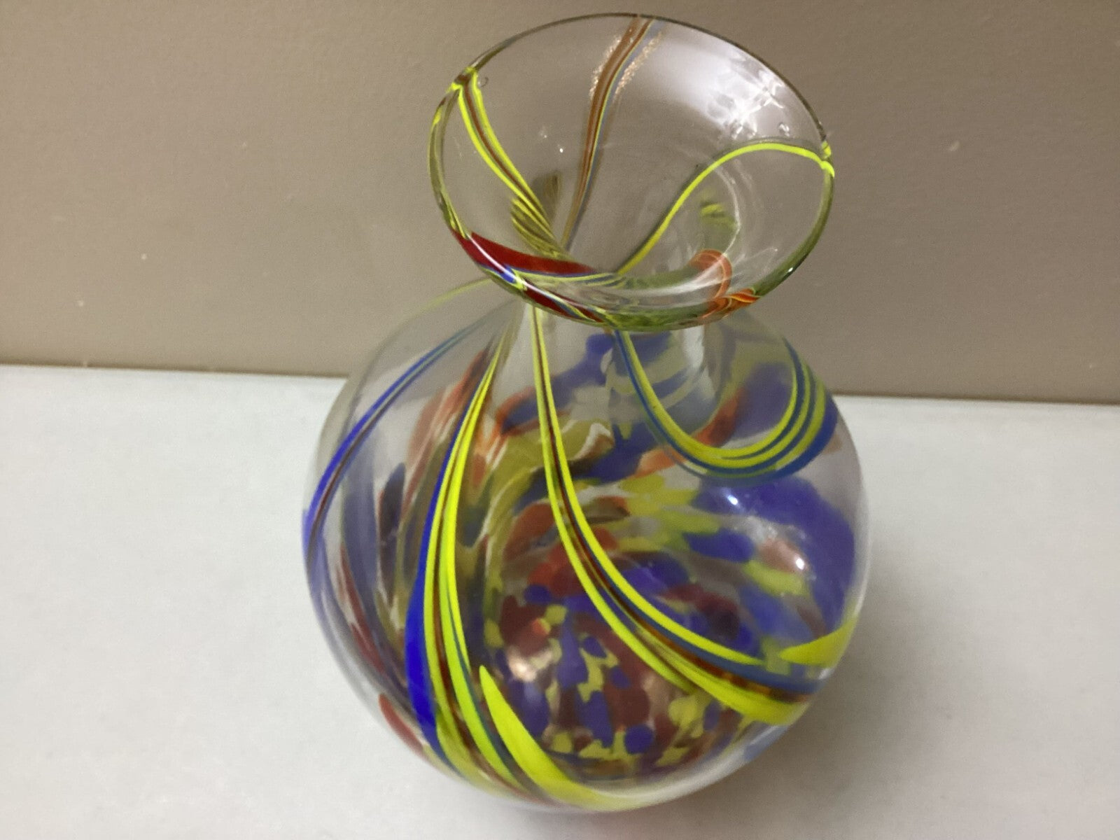 Vintage Large Murano Handmade Art Glass Tall Vase 16.5”