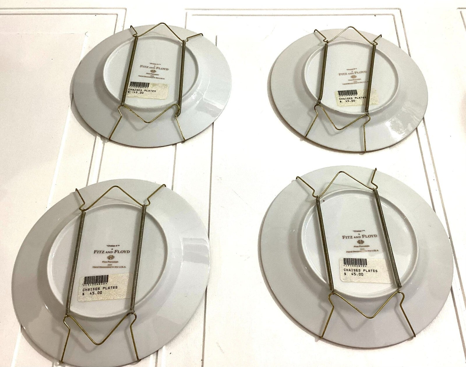 Vintage Set 4 Fitz & Floyd Round Shaped 8 1/4 Inch Chairs Plates