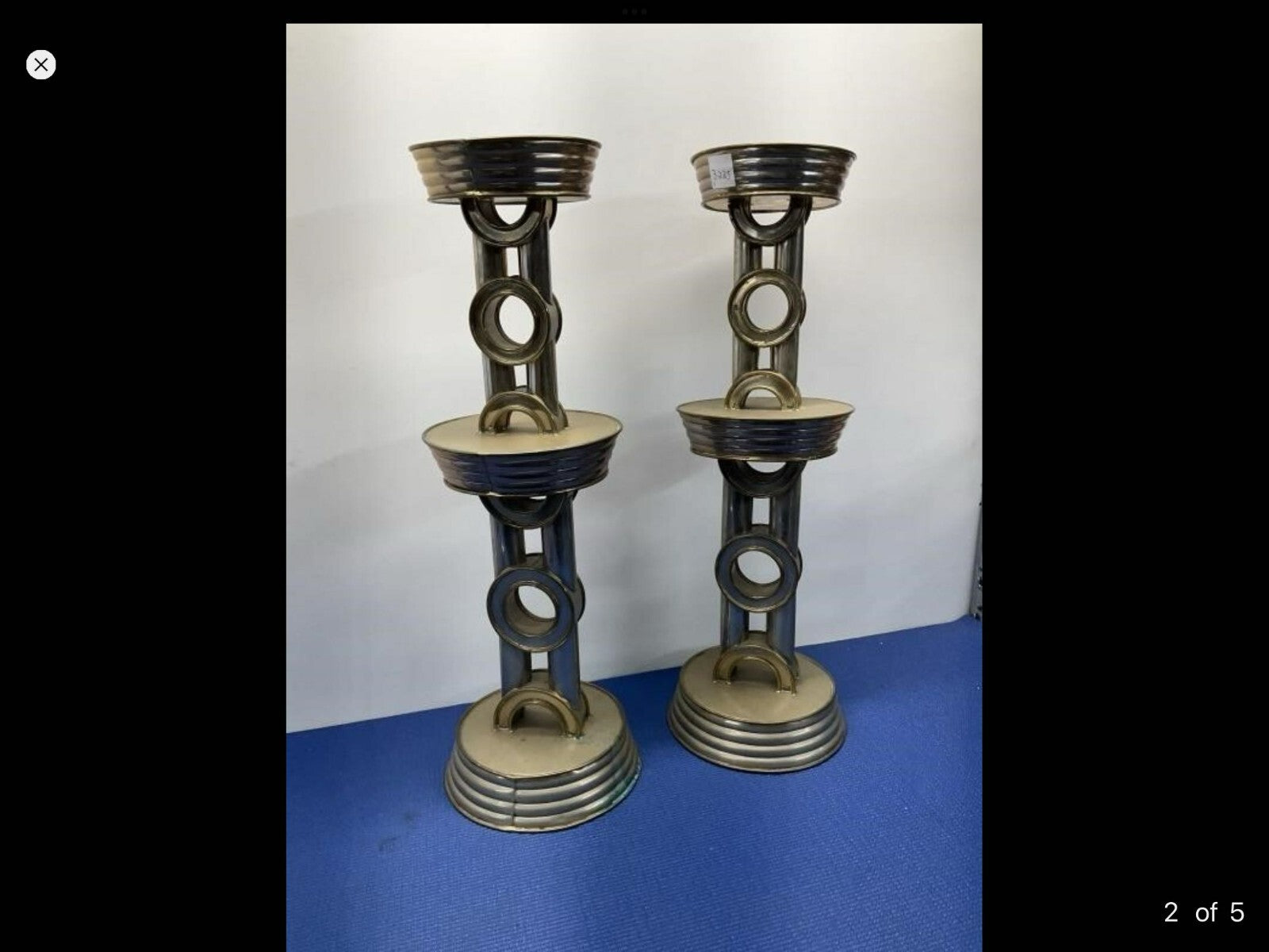 Vintage Lot Of 2 Tall Brass/Silver Candle Stick Holder