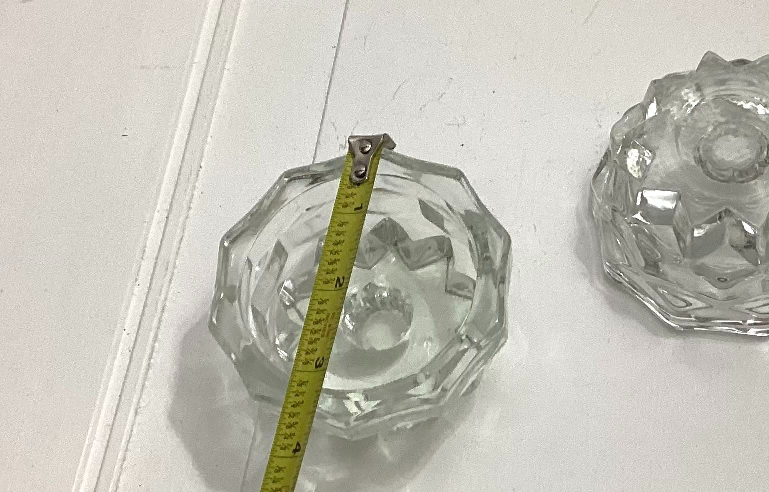 Lot Of 2 Vintage 60’s Clear Glass Candlestick Holders