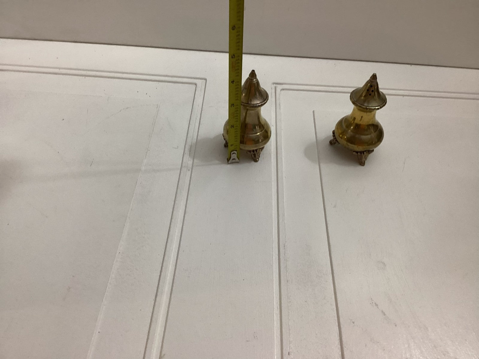 Vintage Brass Footed Salt And Pepper Shaker Set