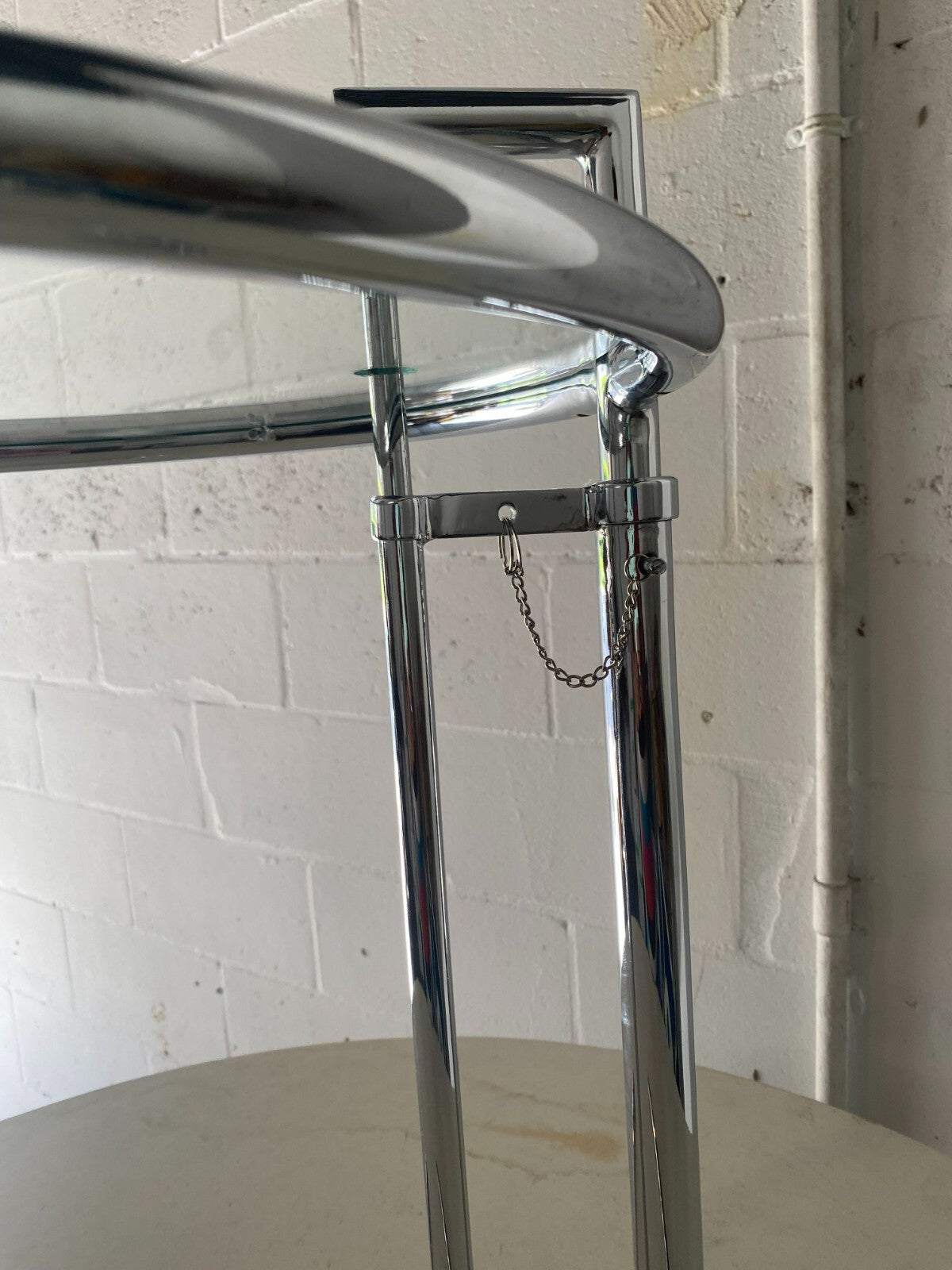 Eilleen Gray Style Chrome Round Glass Top Side Table 20.5 X 23 Inches
