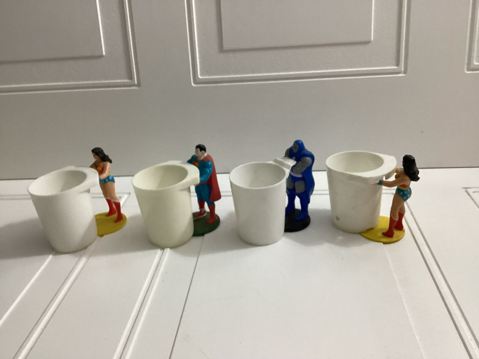 Vintage Lot Of 4-1988 Burger King DC Superheroes Cup Holder Collectibles
