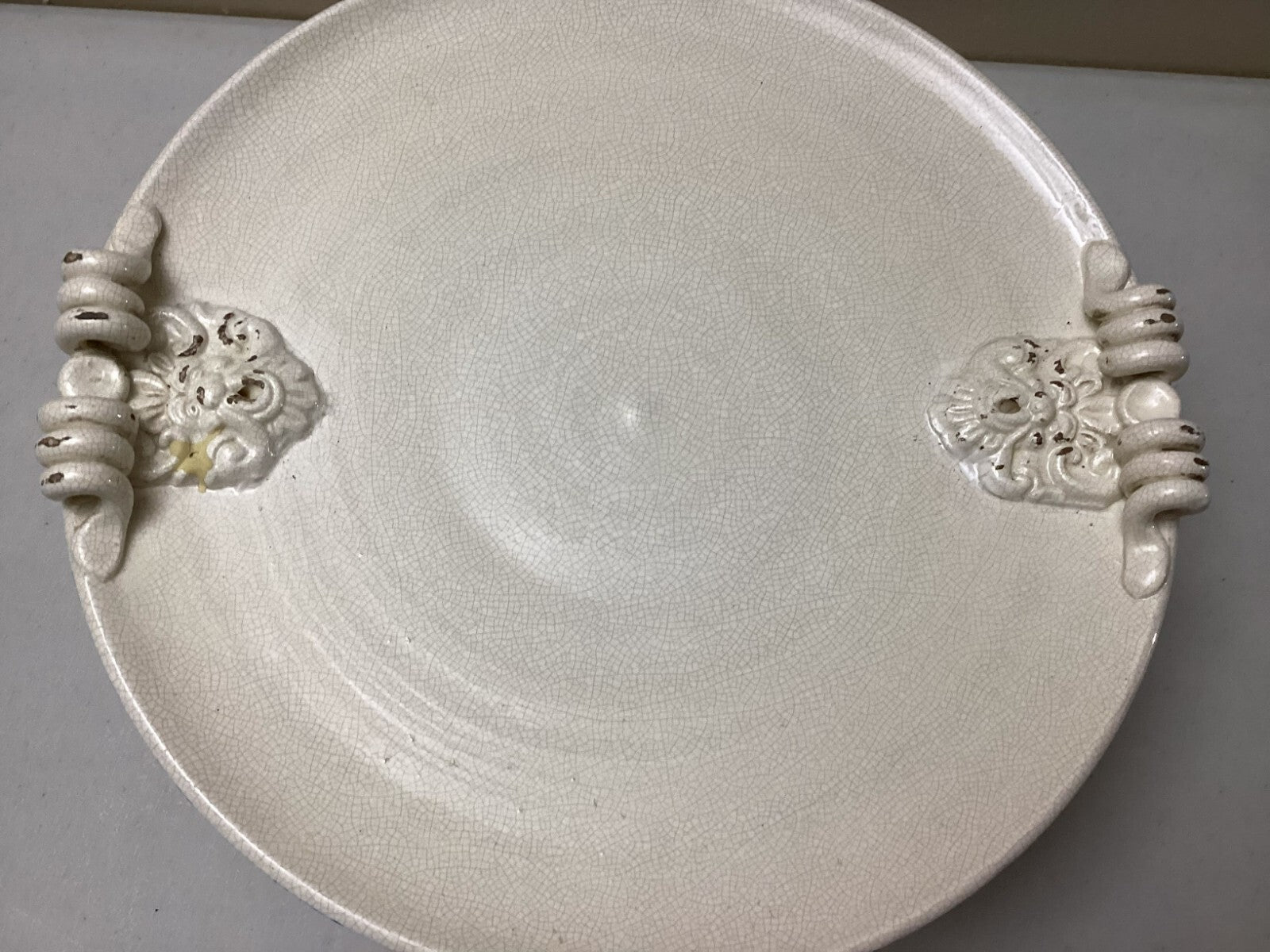 Leona Lavorato A Mano Crackle Glaze Cake Stand 13x5 Inches Made In Italy