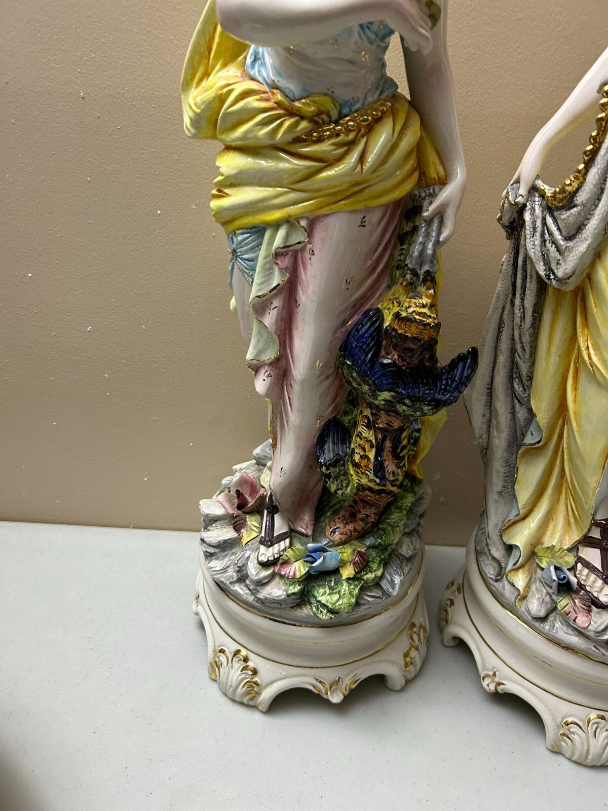 Set Of 2 Tall Italian Glazed Figurines By Domenico Poloniato