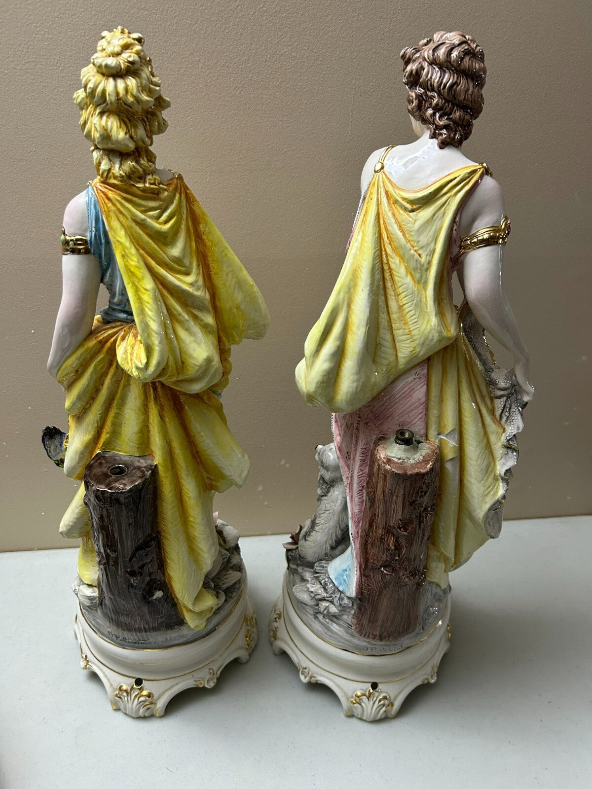 Set Of 2 Tall Italian Glazed Figurines By Domenico Poloniato
